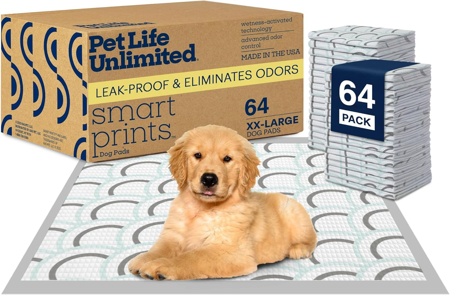 Smart Prints XXL Puppy Pads for Dogs, Potty Training Pee Pads, 64 Count, 30″ X 3