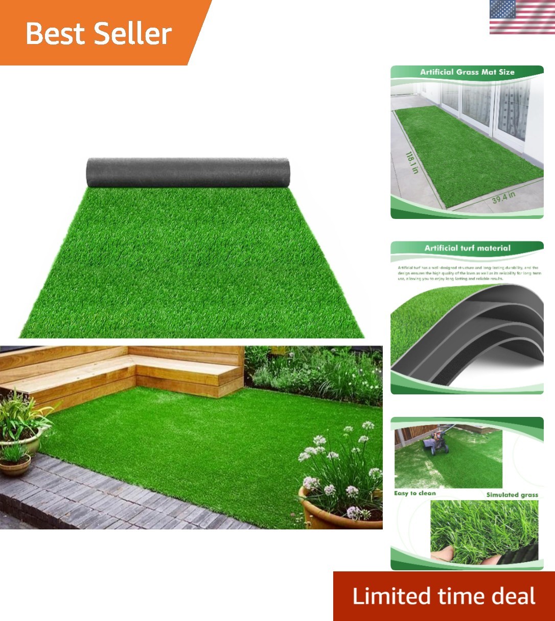 High-Quality Artificial Grass Turf for Dog Potty Training – 118.1×39.4 inches
