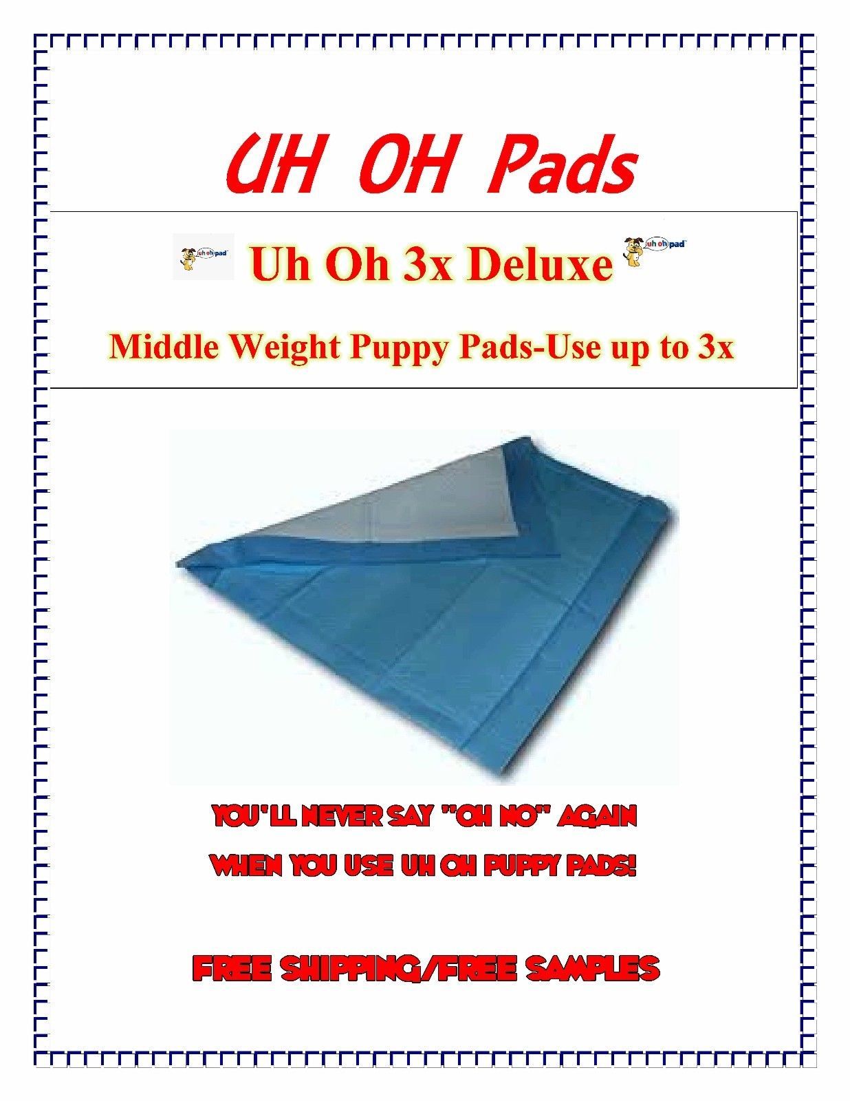 17X24″ 600 DELUXE 2x ABSORBANT PUPPY TRAINING PADS DOGS UP TO 20LBS FREE SAMPLES