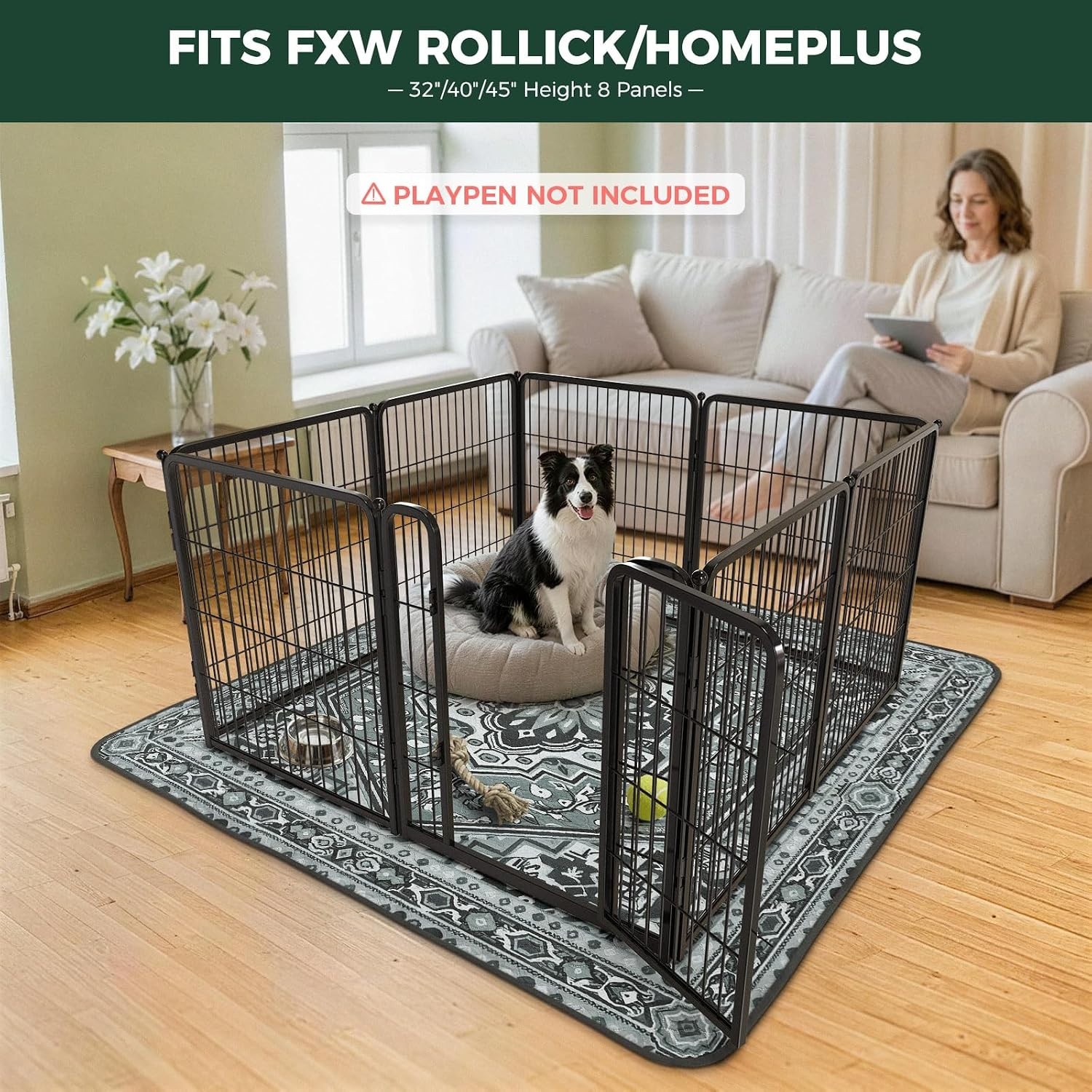 71″ Square Absorbent Dog Pads with Waterproof Shield, Boho Grey Design