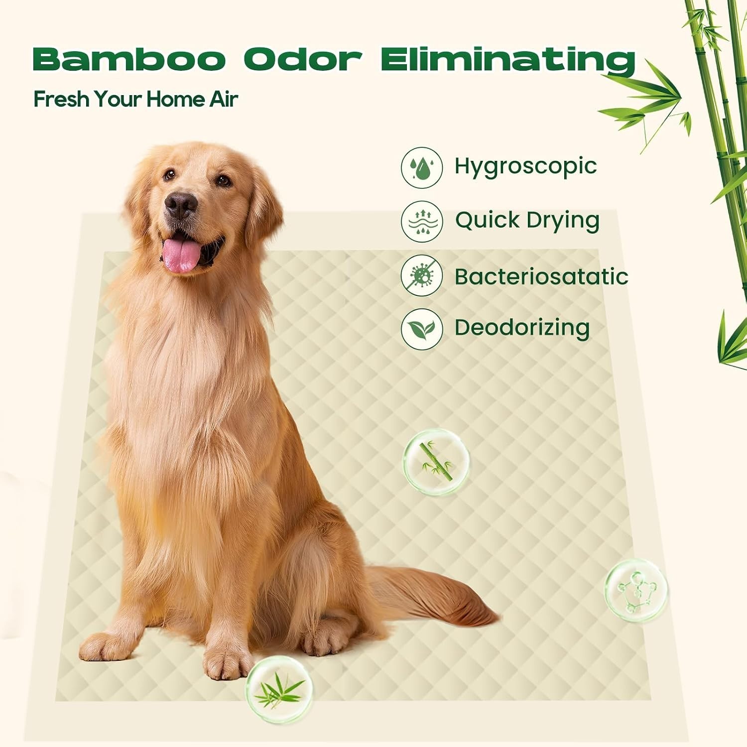Puppy Pads Pee Pads for Dogs 30″x36″ 50 Count with Tabs | Bamboo Training Pad…