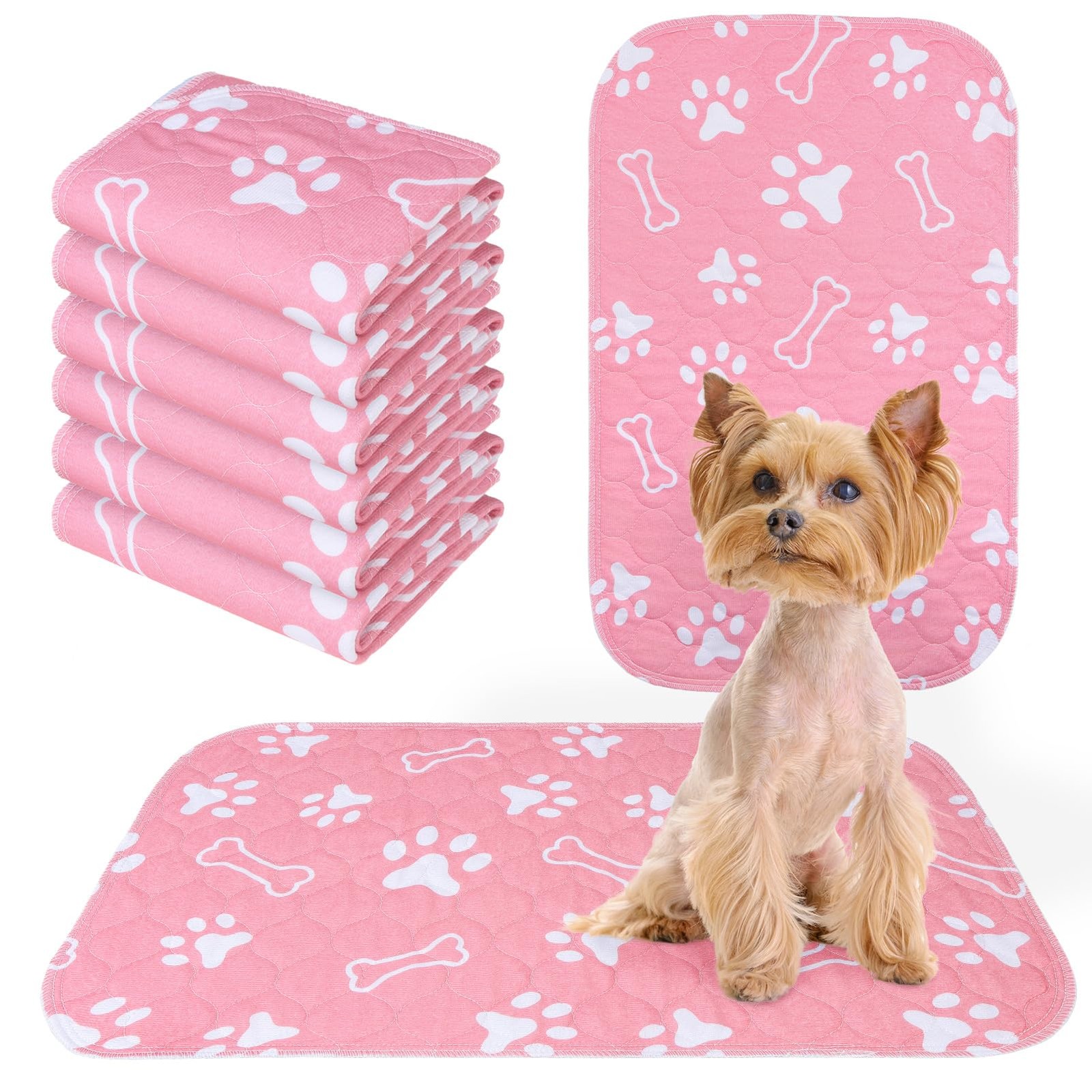 6 Pack Washable Pee Pads for Dogs, Reusable Puppy Pads for Potty Training, Wa…