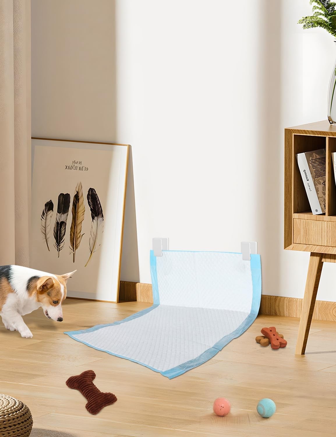 4 Pcs Potty Training Dog Pee Pad Holder for 1 Count (Pack of 4), White+4Pcs