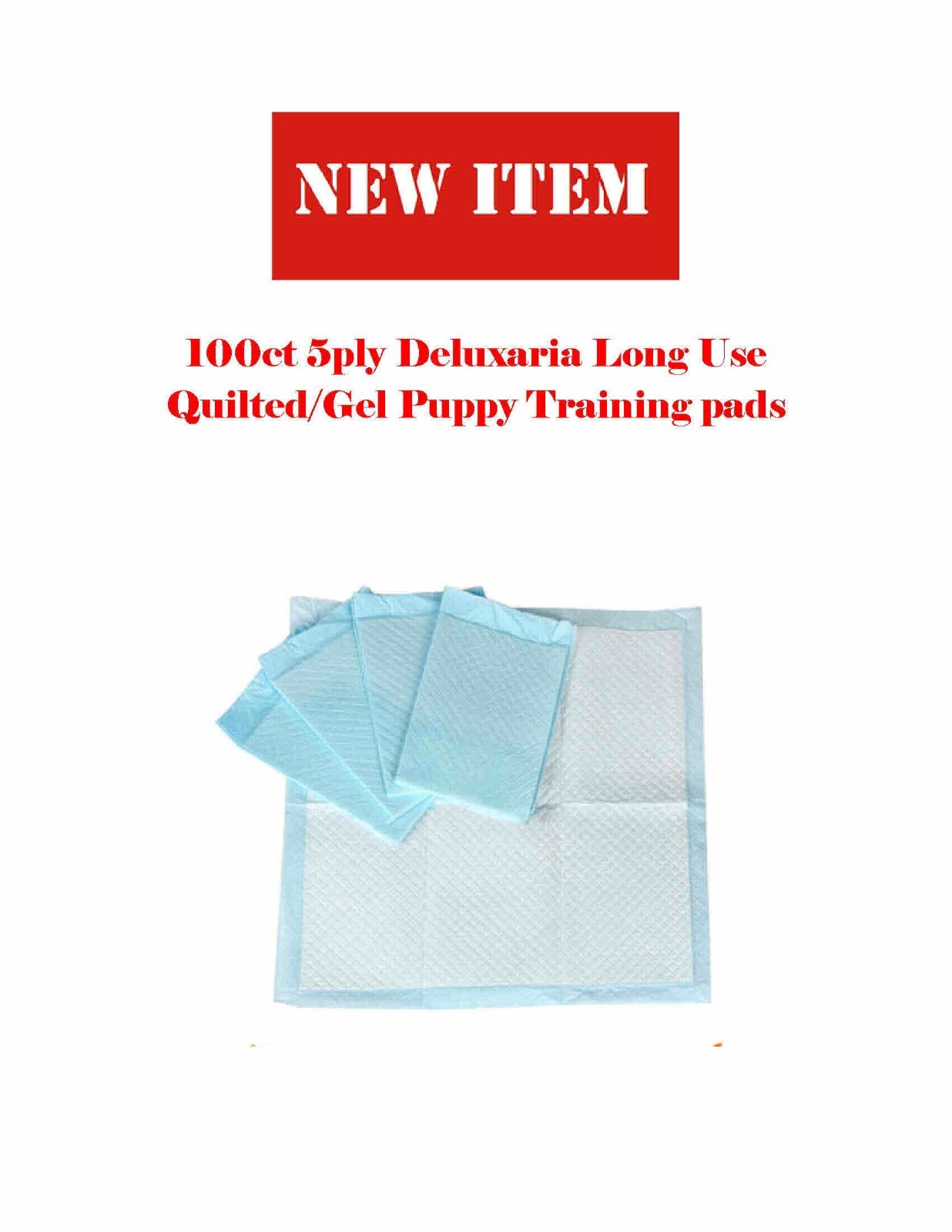 100 Quilted 5-Layer Deluxe Grade Gel+ Baking Soda Puppy Pads Reuse up to 8hr
