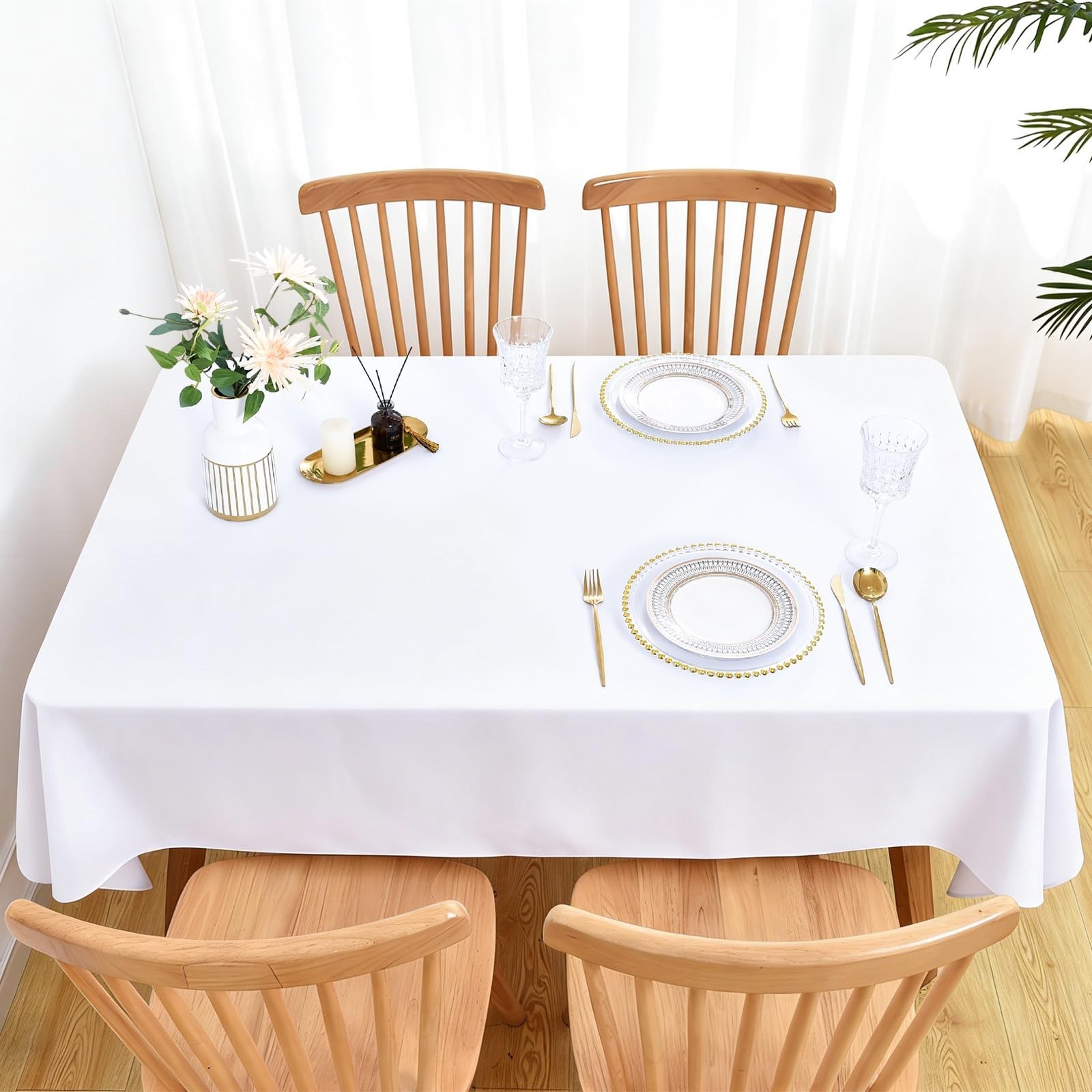 Wolkemer 2 Pack 60×90 Inch Rectangle Tablecloth, Washable and Reusable Polyes…