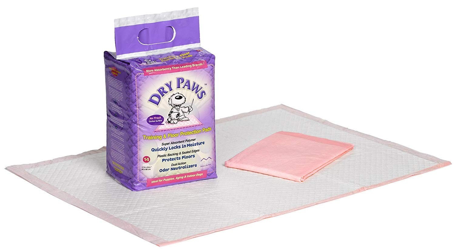 MidWest Homes for Pets Dry Paws Training and Floor 23 5/8″ x 17 3/4″, Pink