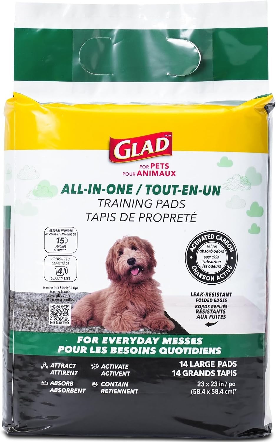 Odor Neutralizing Activated Carbon Puppy Pads – 23×23 Inch, 6-Layers, 14 Count