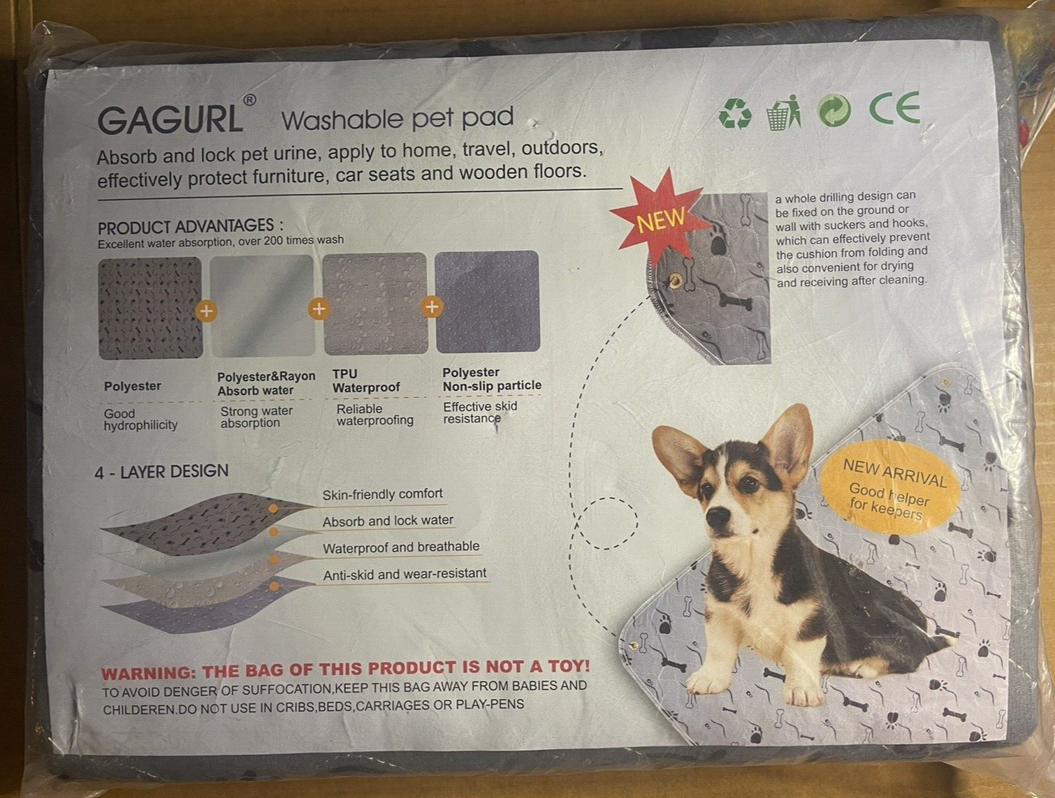 Washable Reusable Pee Pads for Pets – 36″ x 48″ Waterproof Non-Slip Mats