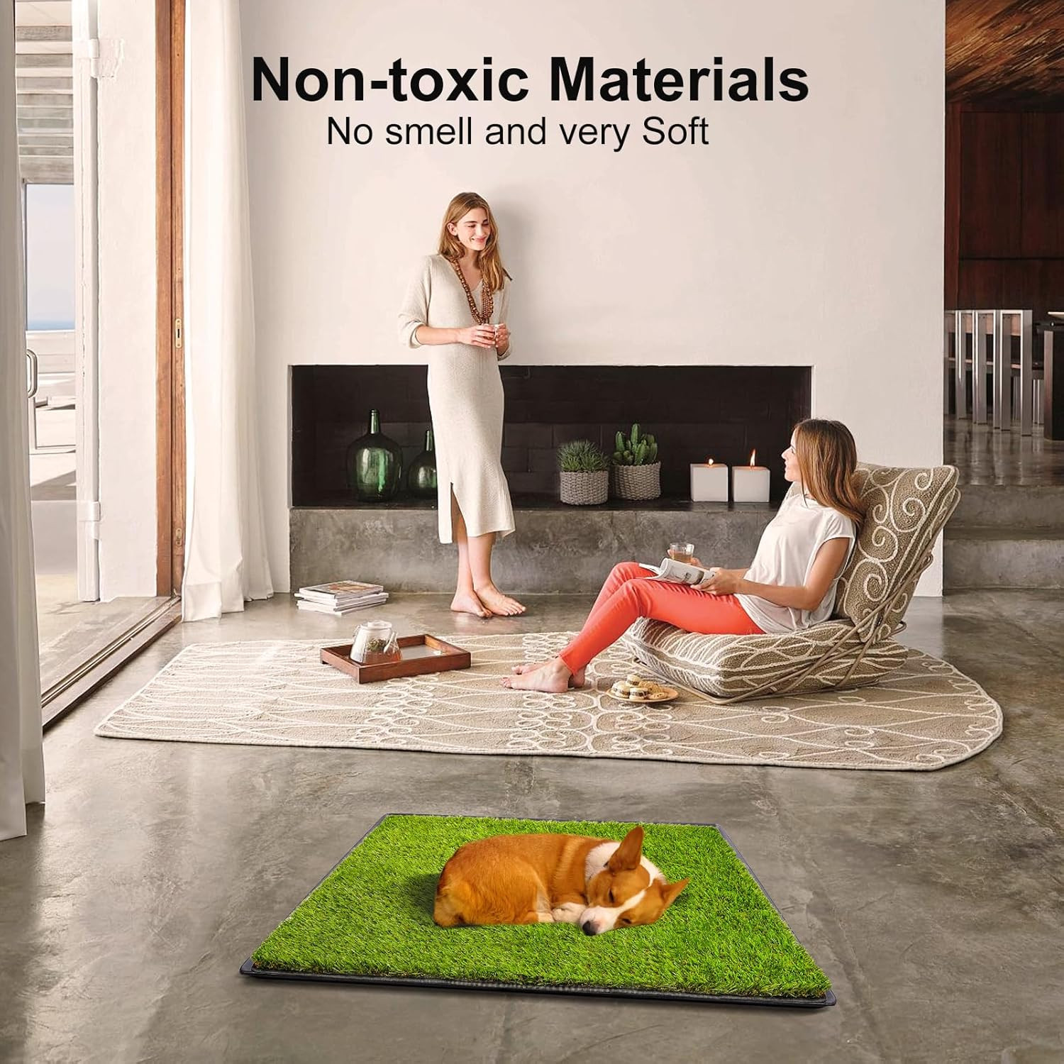 Dog Grass Pad with Tray,40”X27.5”Large Artificial Turf Grass Potty,Xl Reusable