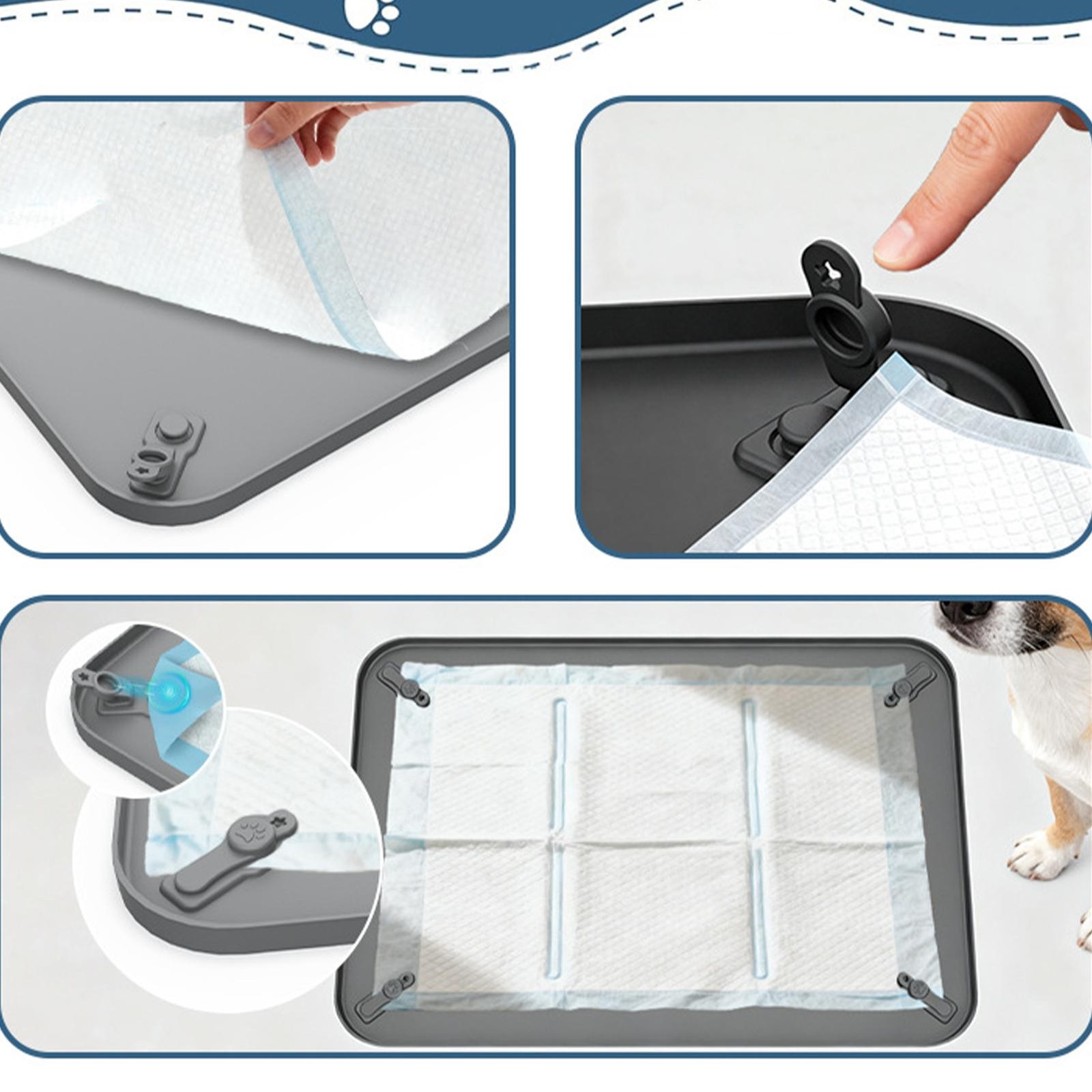 Dog Potty Tray High Edge Silicone Spillproof Non-Slip Indoor Puppy Pee Pad Holde