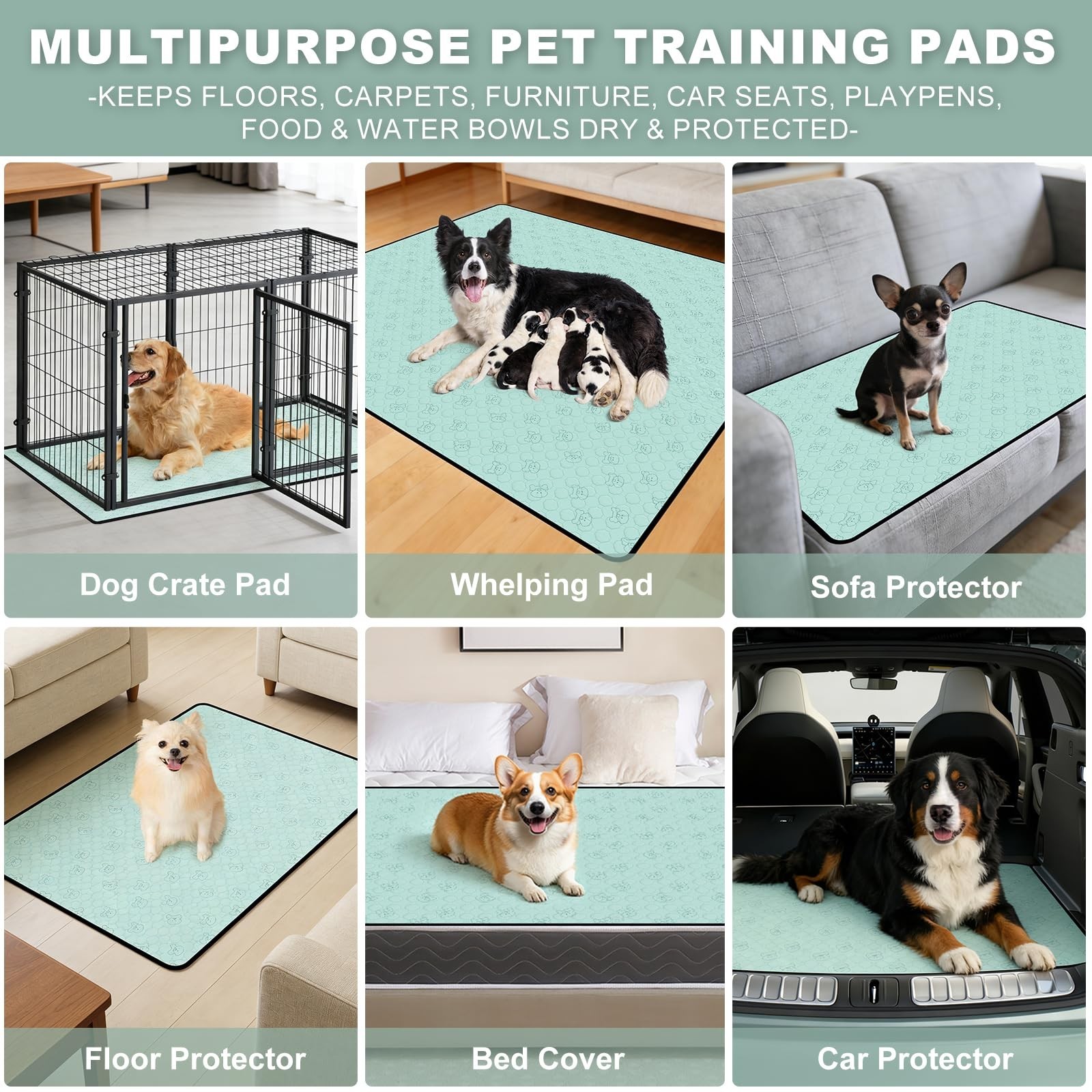 Washable Pee Pads for Dogs 2 Pack, Reusable Waterproof Leak-Proof Puppy Train…