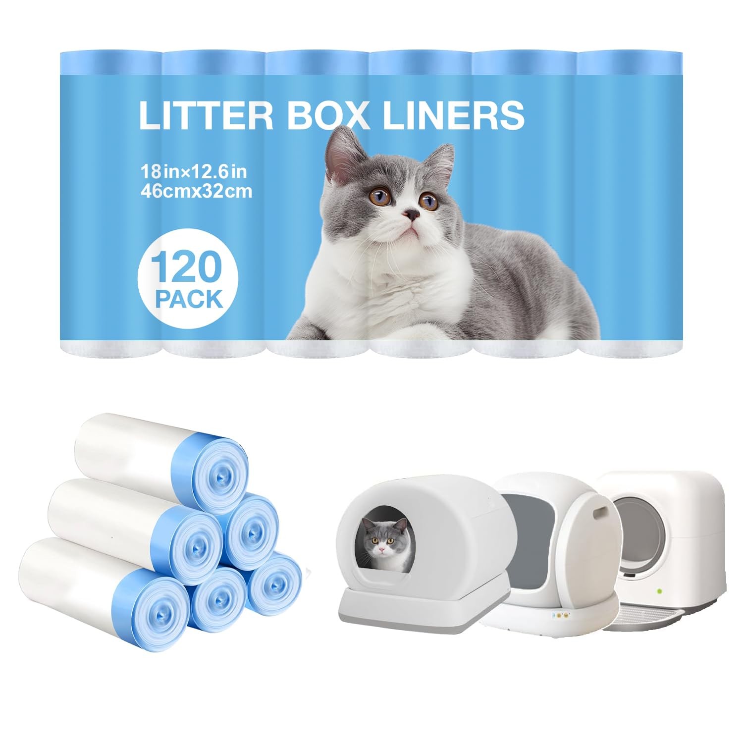 Thicken Cat Litter Bags 120 Pack, cat litter box liners, Leakproof Poop Bags
