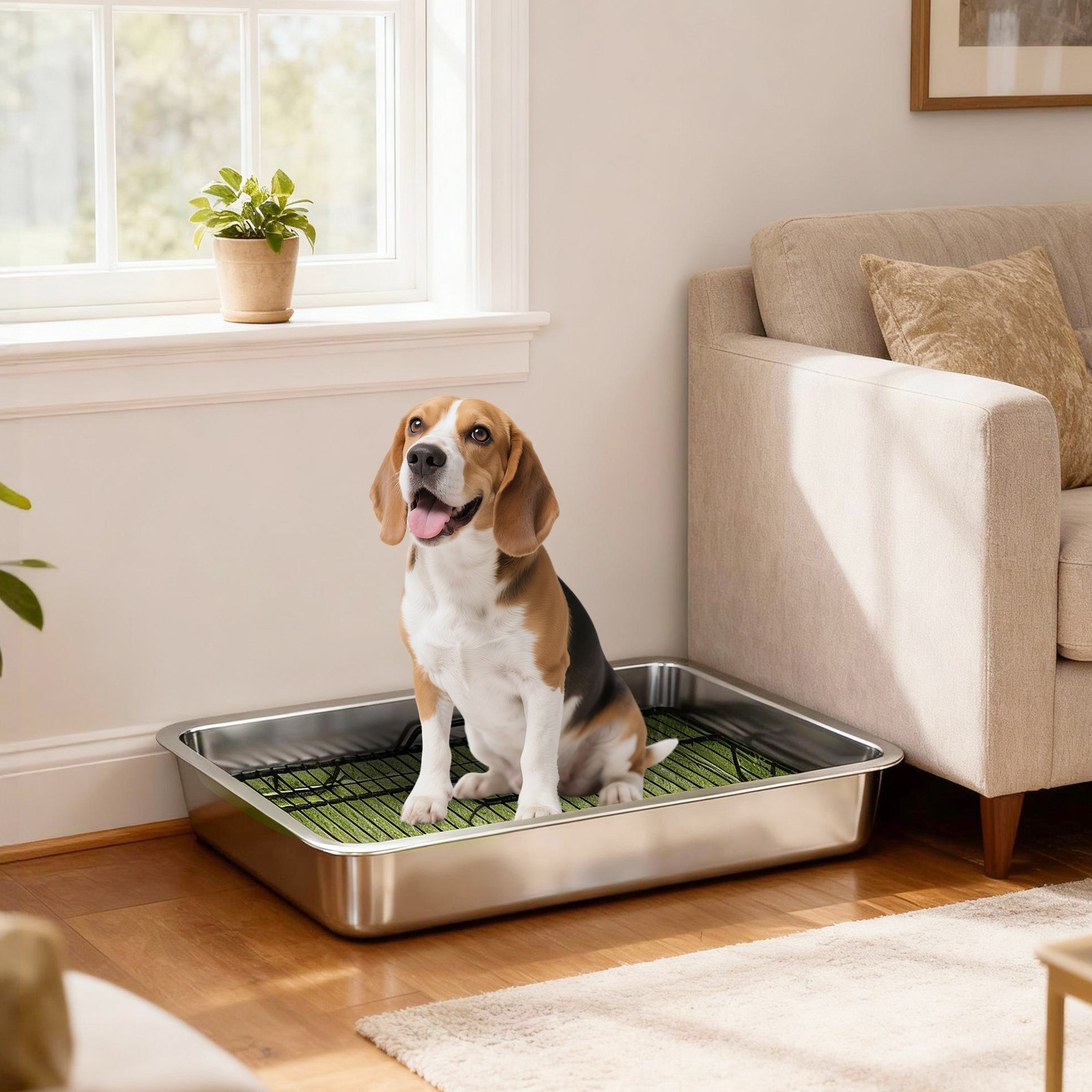 Dog Potty Tray Stainless Steel, Dog Training Tray, 28″ x 20″ x 4″