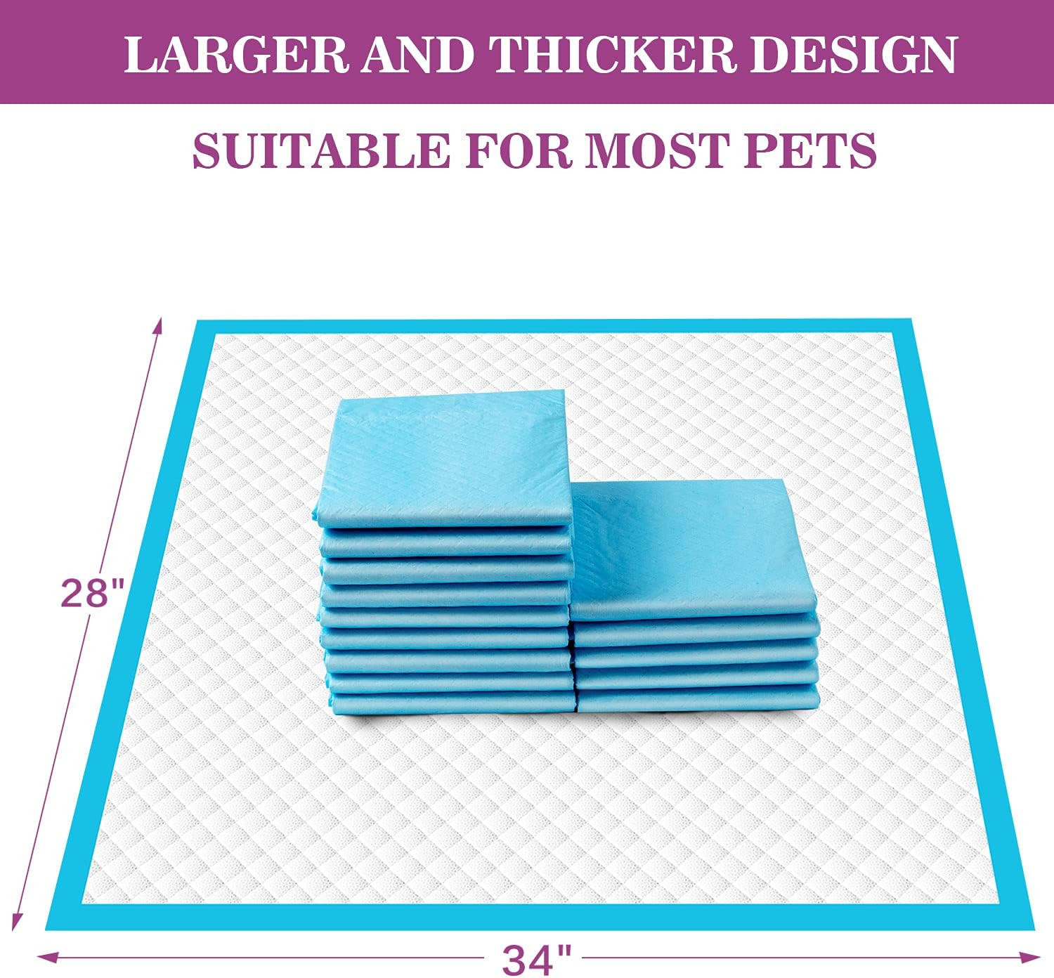 Dog Pee Pads Extra Large 28″X34″, X-Large Training Puppy Pee Pads Super Absorben