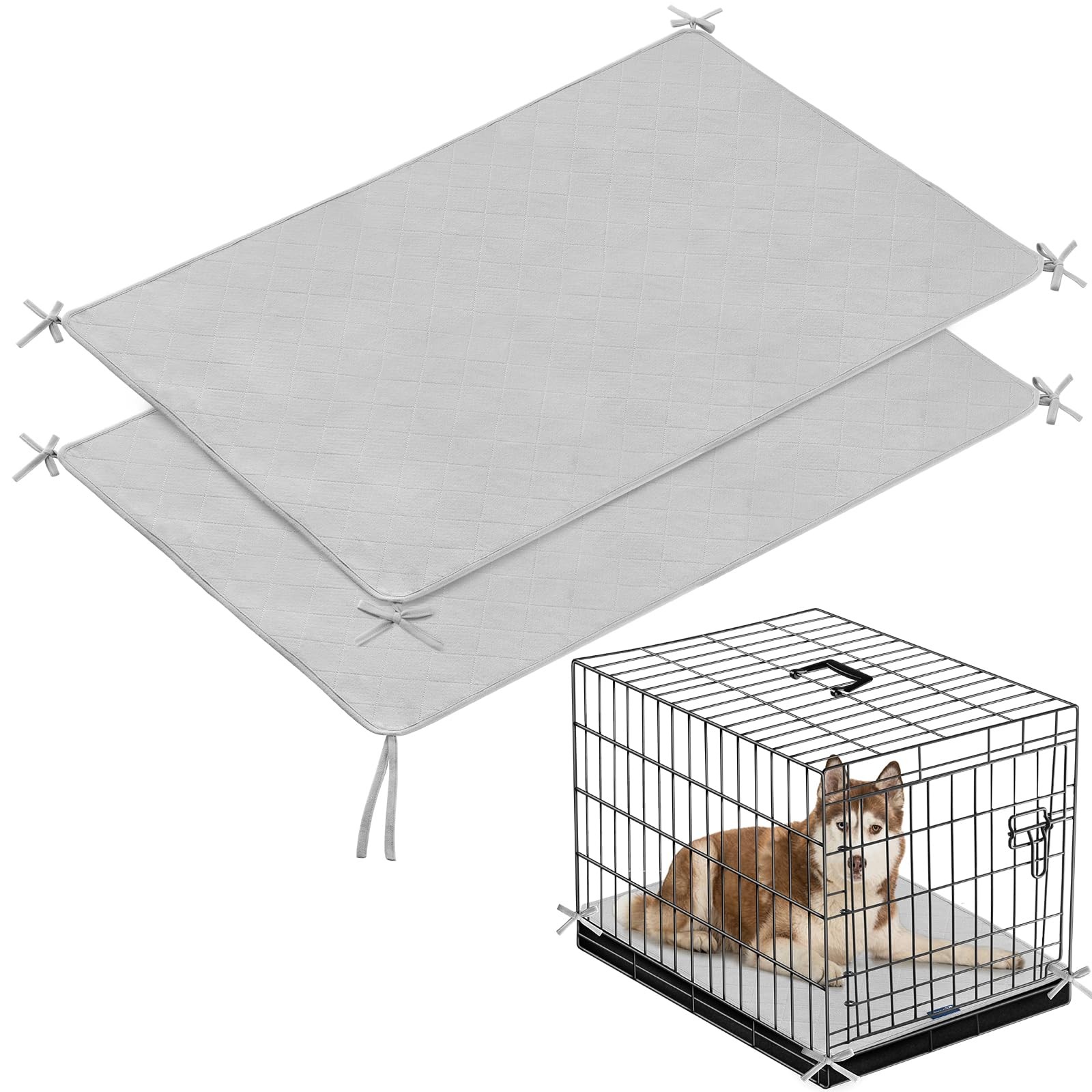 Waterproof Washable Non Slip Dog Crate Mat Pee Training Pad 42×28 Inch 2 PCS