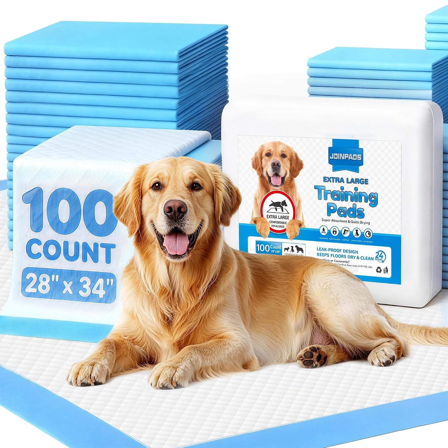 Extra Large Super Absorbent Puppy Pads for Dogs 28″x34″ 100-Count Pee Pads
