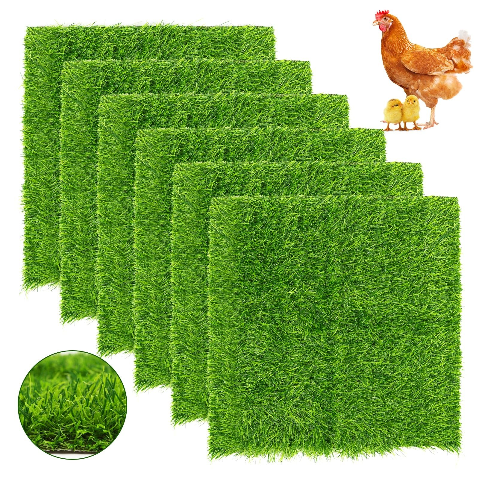 Washable Chicken Nesting Pads 12″x12″ – Artificial Grass for Coop & Pet Garden (