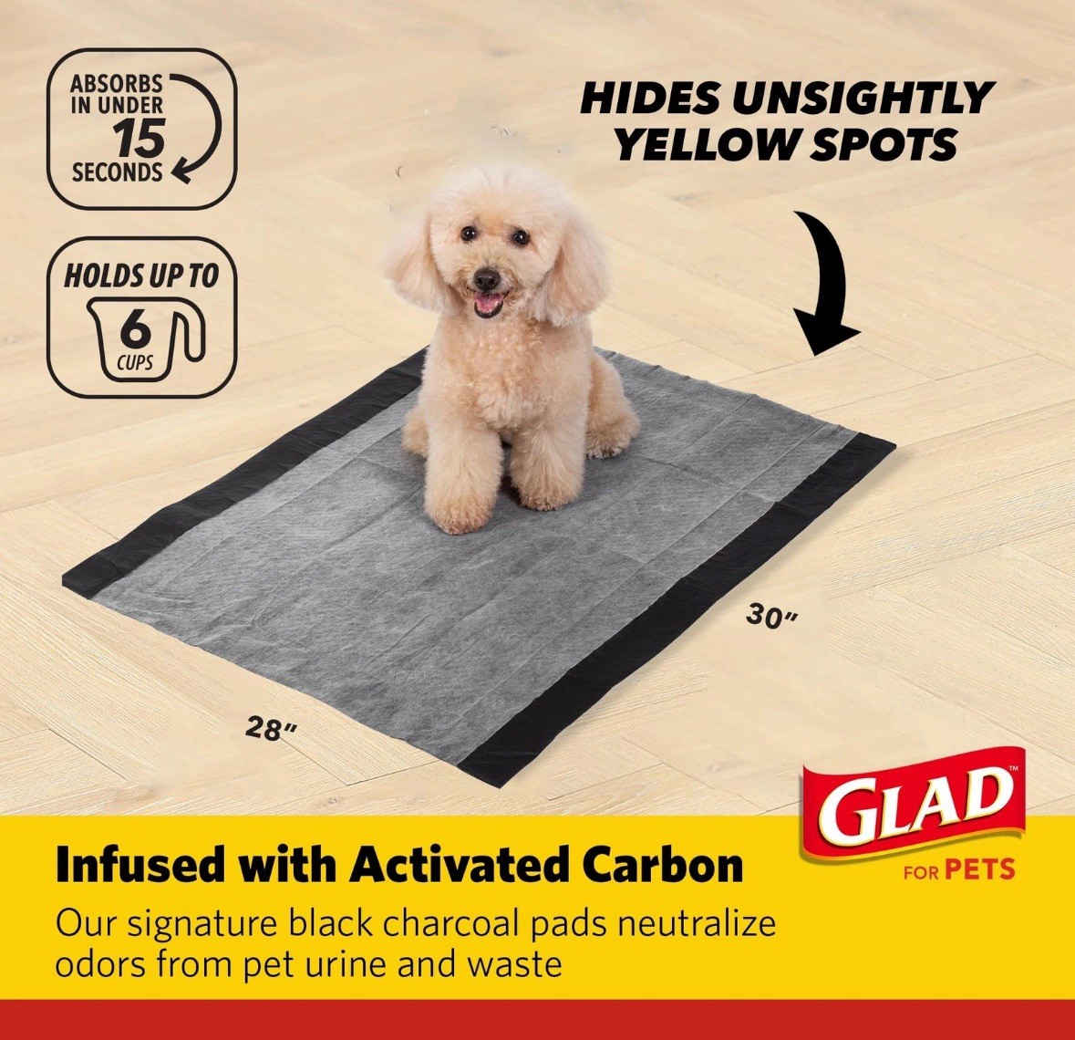 Glad For Pets Extra Large Charcoal Dog Training Pads – Absorbent FAST SHIPPING