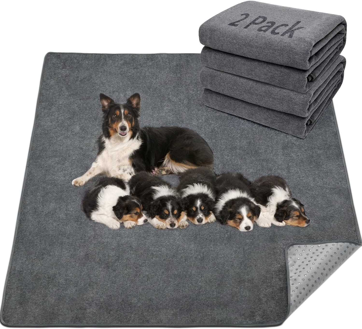 2 Packs Extra Large Reusable Dog Mat for Floor, Non-Slip Washable Pee Pads fo…