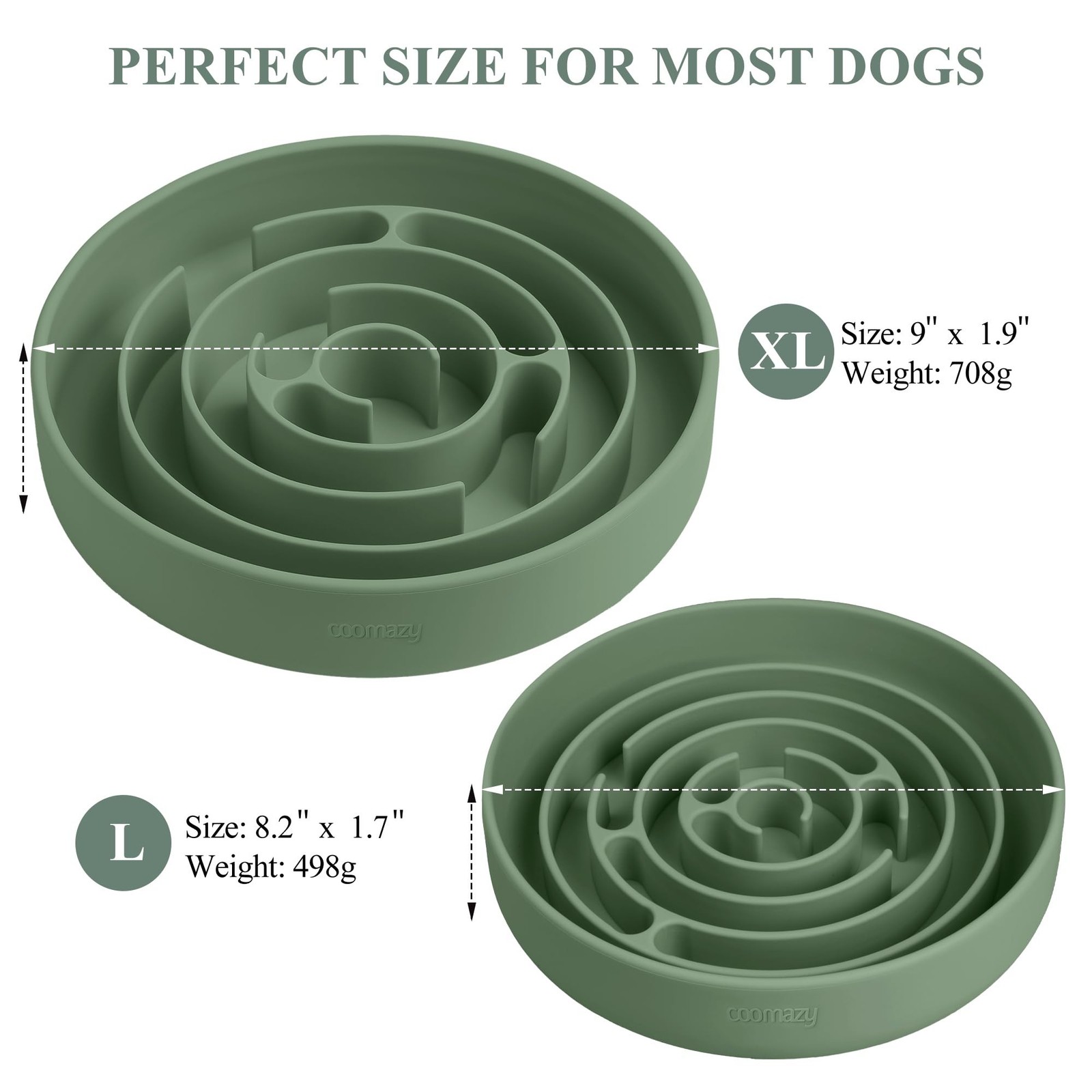 Coomazy Extra Large Slow Feeder Bowl, Silicone Dog Bowl with Suction Cups, Sl…