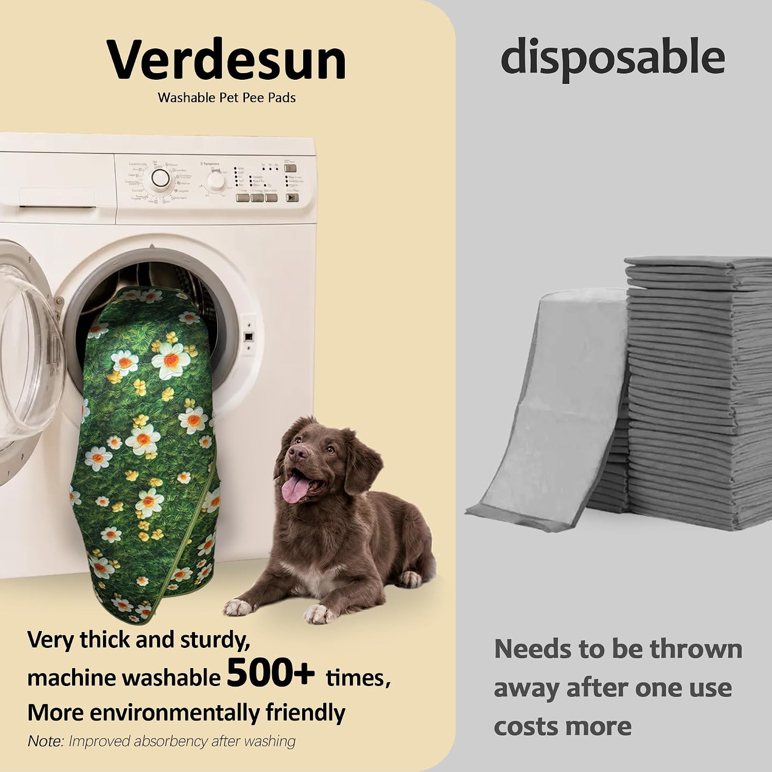 Washable Pee Pads for Dogs, Reusable Puppy Potty Training Pads, Ultra-Absorbent