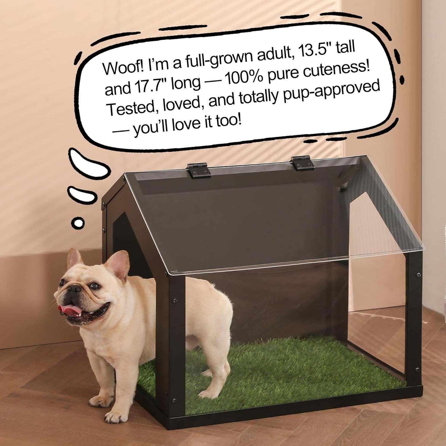 Elegant Indoor Dog Potty with High Walls & Washable Grass Mat – Mess-Free Design