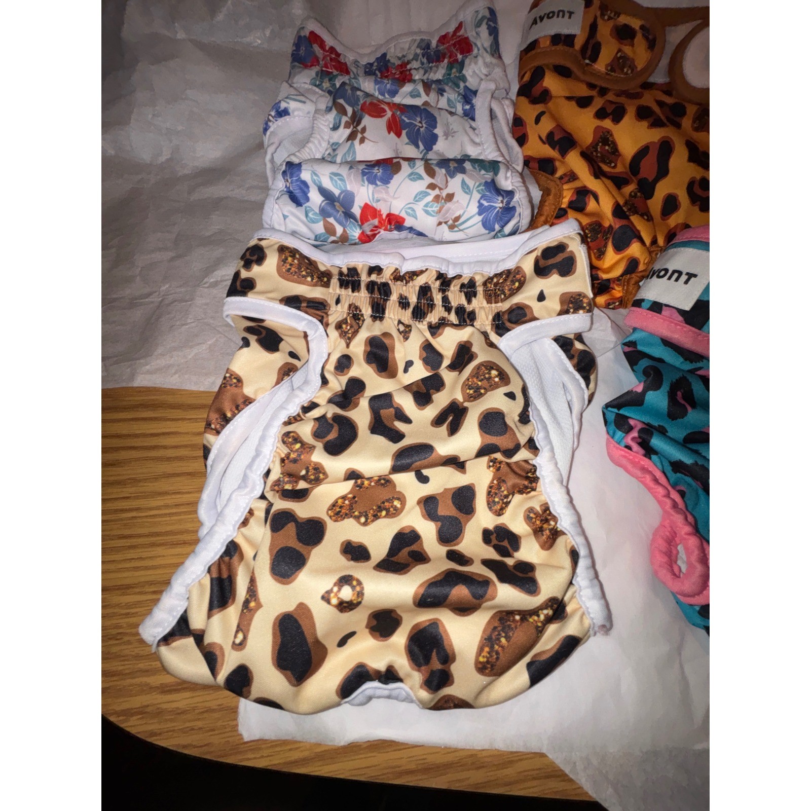 Avont Dog Cloth Diapers Reusable Washable Leopard Floral Lot of 4 lg/M size