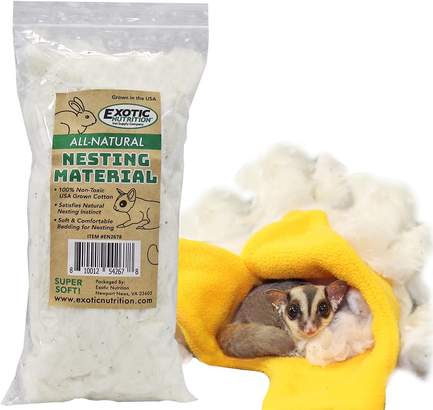 Exotic Nutrition All-Natural Nesting Material (1.5 oz.) – 100% Cotton 1.5 oz.