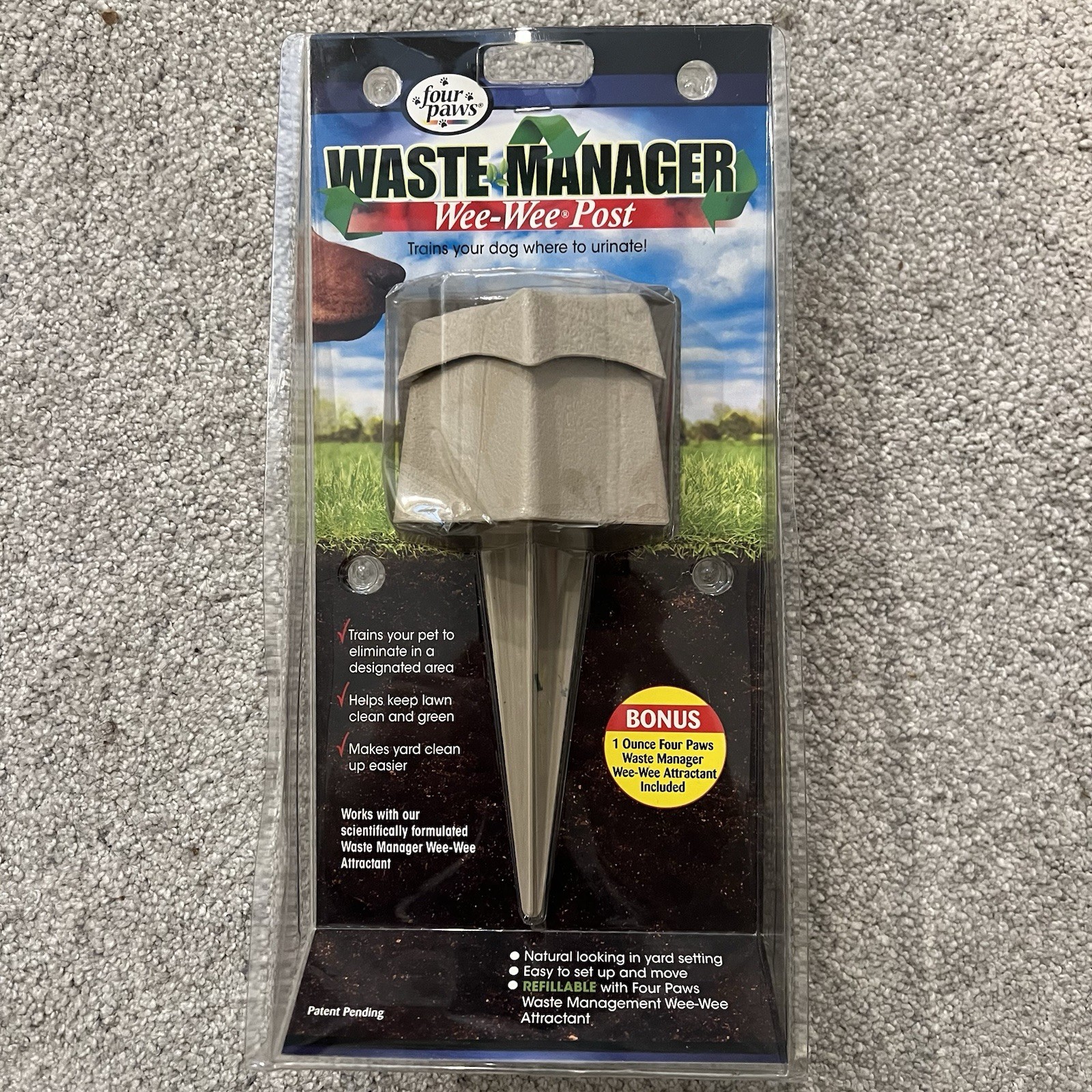 Four Paws Waste Manager Wee-Wee Post Dog Training Aid w/ Attractant New