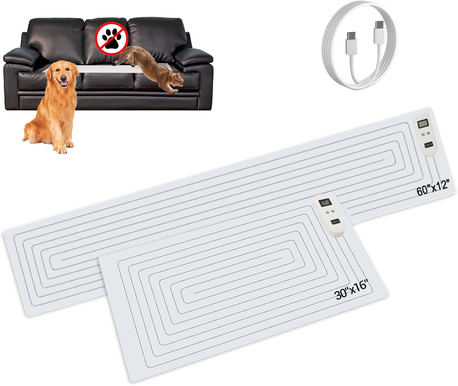 Scat Pet Shock Mat 2 Pieces in Different Size, Shock Pads for Dogs and Cats Trai