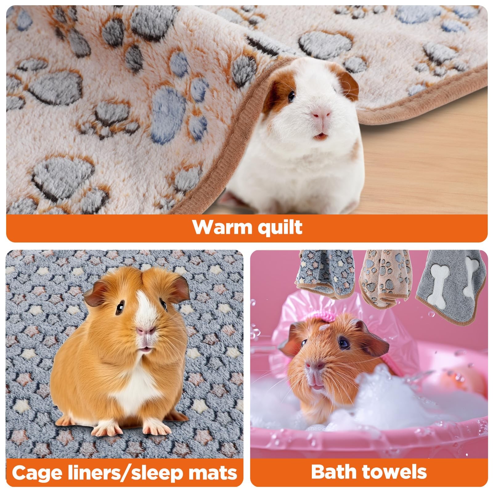 Pafeooui 6 Pcs Guinea Pig Blankets – Soft Flannel Fleece Small, Multicolor