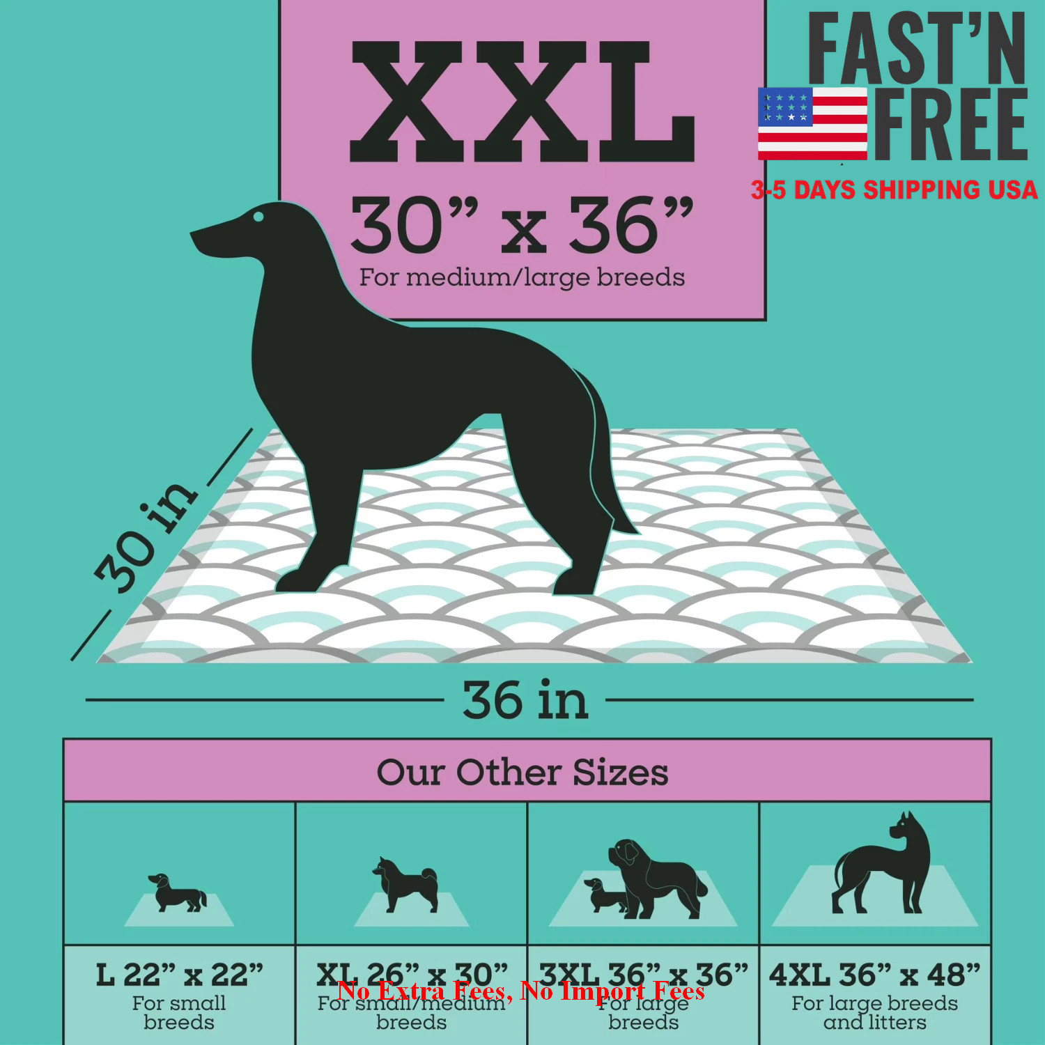 2 Pack Pet Life Unlimited Dog Pads XXL 30×36 30Ct Smart Print Training, NEW USA