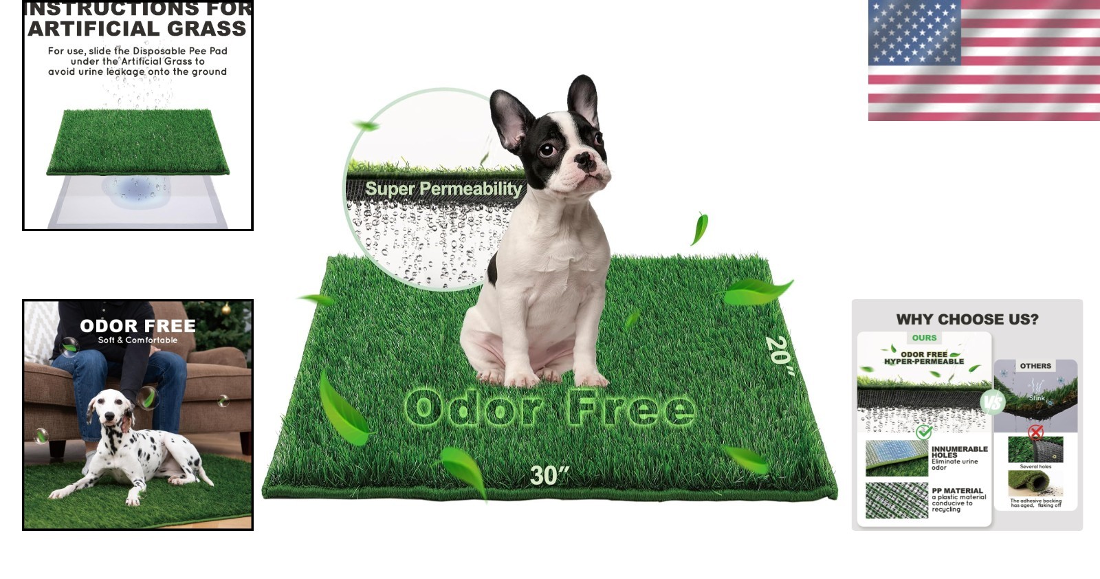 Artificial Grass Patch for Dogs Potty Training 30×20 Inches Easy Clean