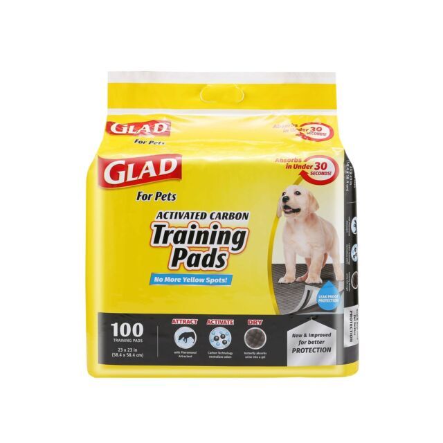 Glad for Pets 23″ x 23″Activated Carbon Training Pads – Black (100 Pcs)