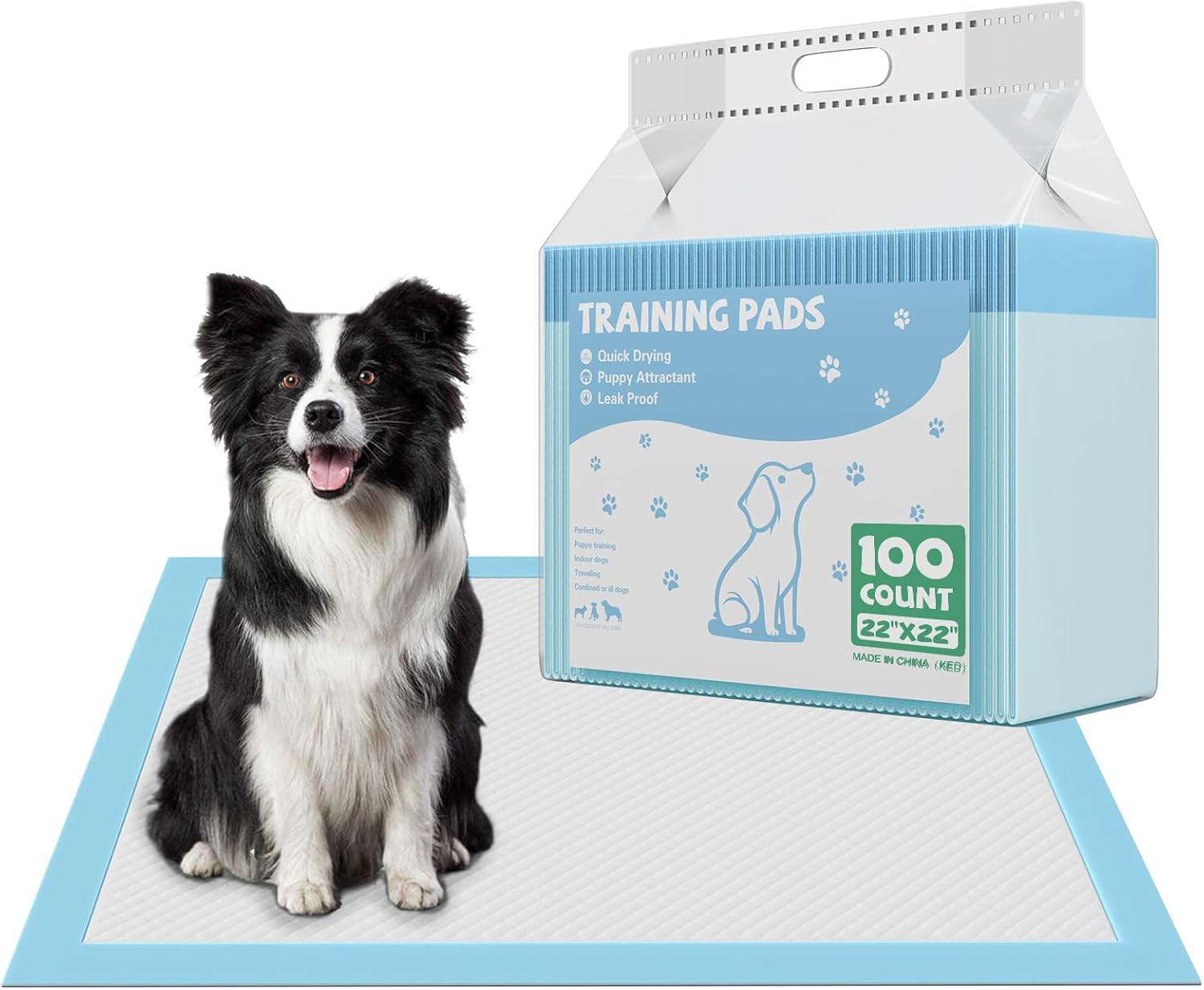 100 Count Puppy Pads for Dogs, 22″ X 22″ Potty Puppy Training Pad, 6-Layer Dog C