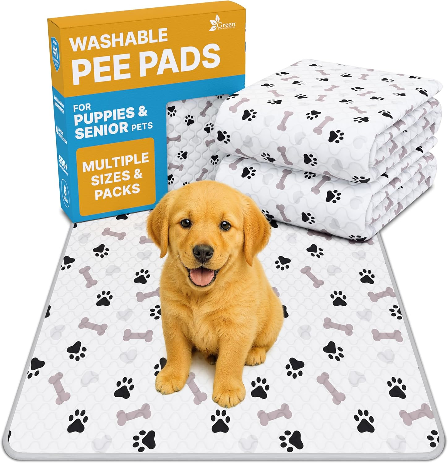 Washable Pee Pads for Dogs – Waterproof Reusable Puppy Pads with Anti-Slip Backi