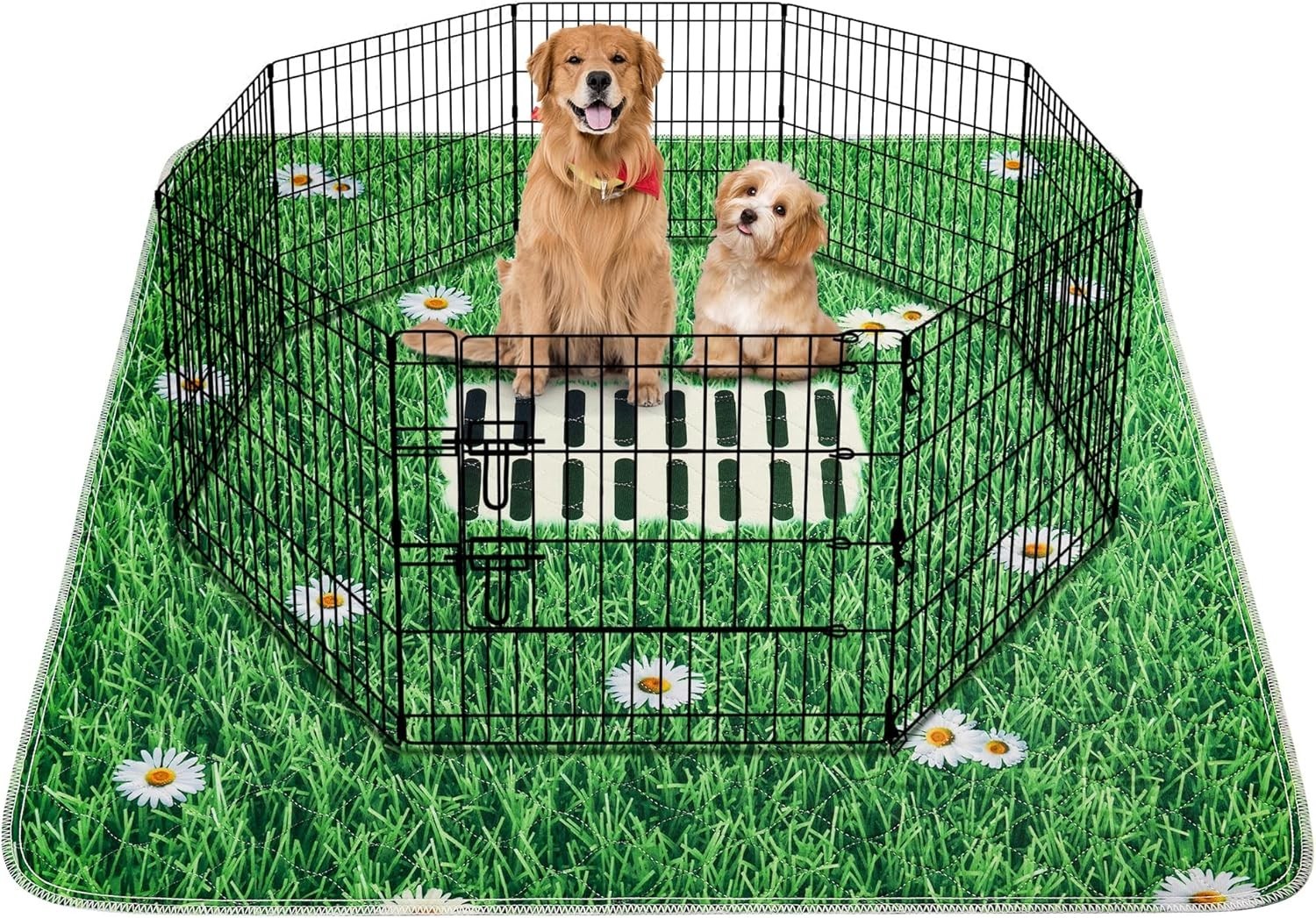 Durable Lawn Design Dog Pee Pads – 2 Pack Washable 31″x36″ for Indoor Training
