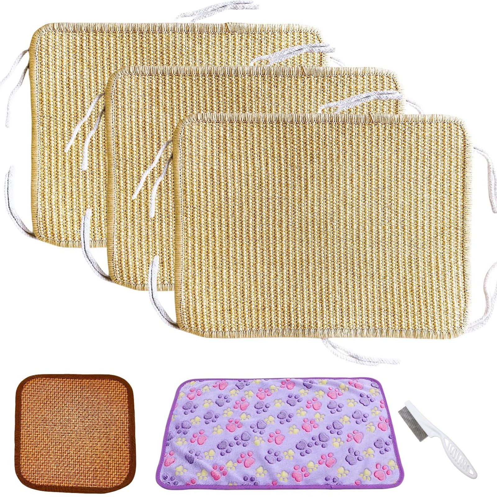 4Pcs Rabbit Scratching Pad 16 ×12” Natural 16×12”, cream-coloured