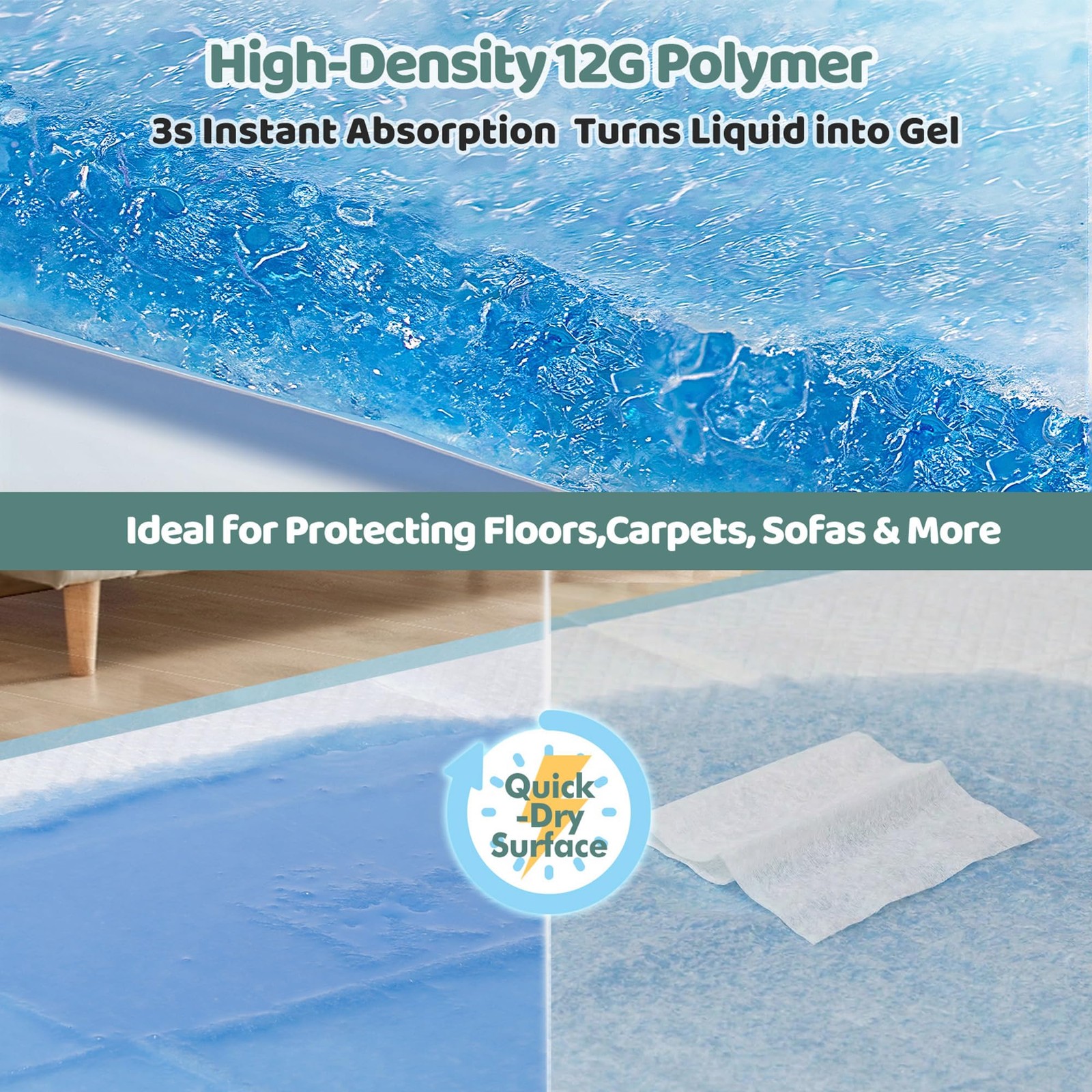 XL 6-Layer Ultra Absorbent 1200ml 48-Hour Leak-Proof Dog Pee Pads, Quick Dry …