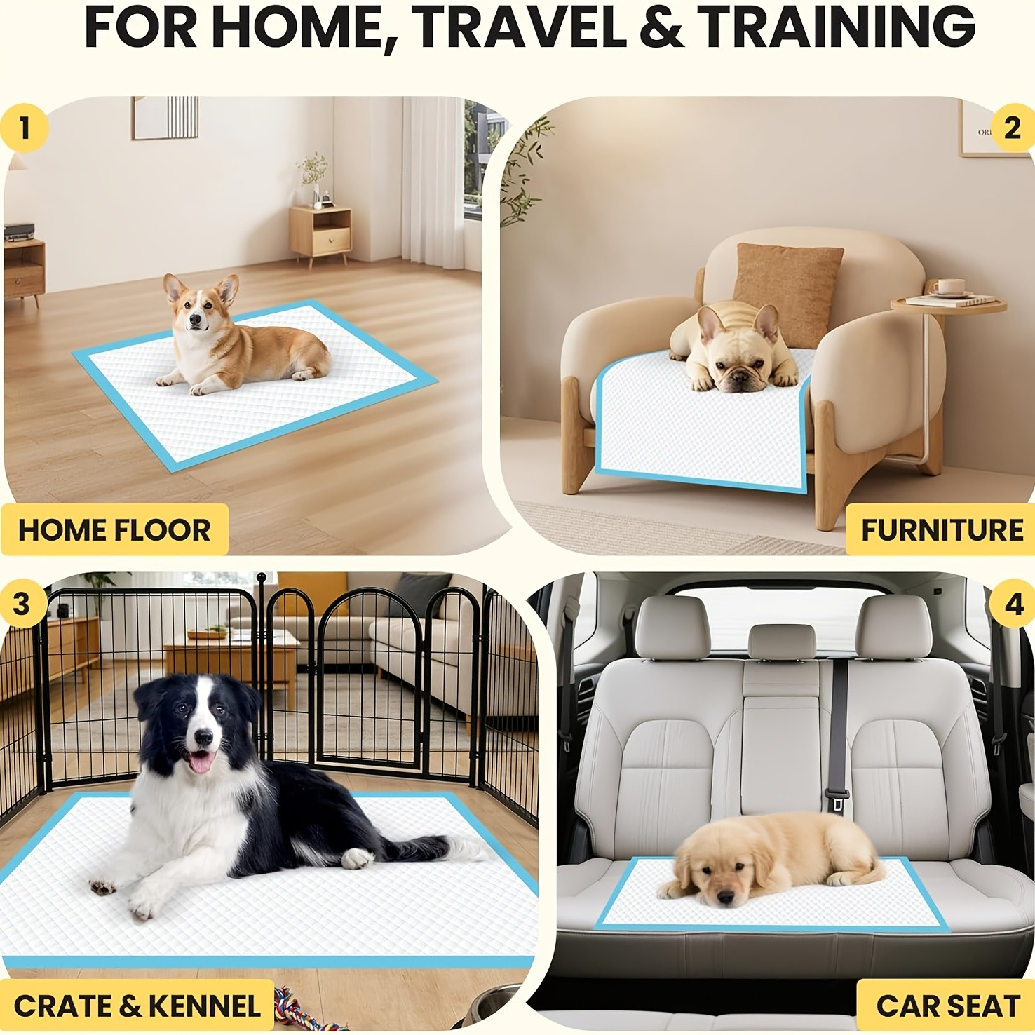 31×47 inchs-60 Pieces Hygienic Dog Pads, pet pads suitable for puppies