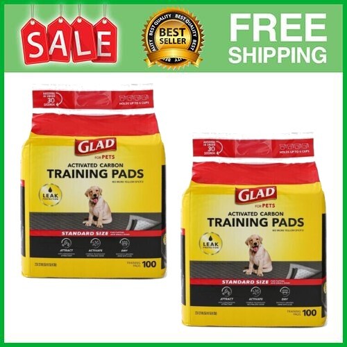 Glad Activated Charcoal Training Pads for Dogs 5 Layers Standard Size, 200 Count