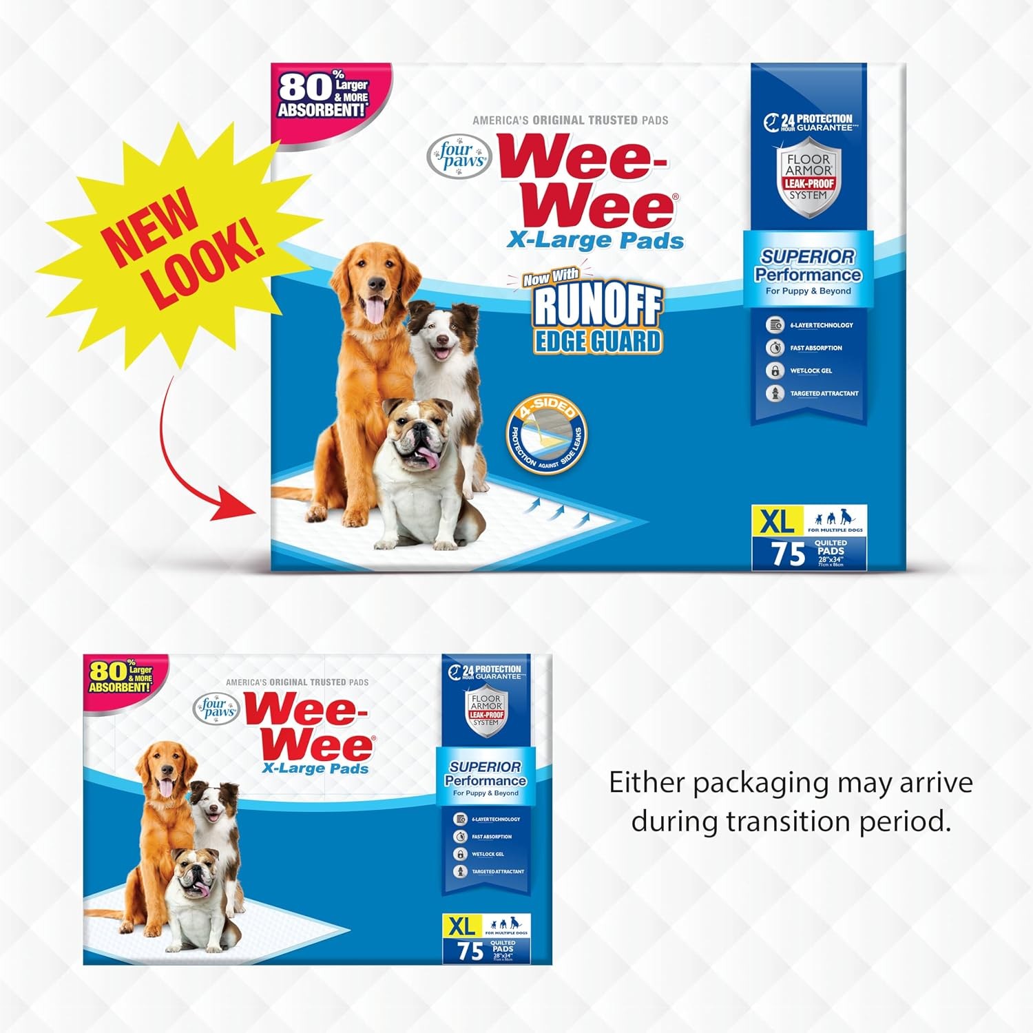 Wee-Wee Superior Performance X-Large Dog Pee Pads 75 Count Puppy & potty
