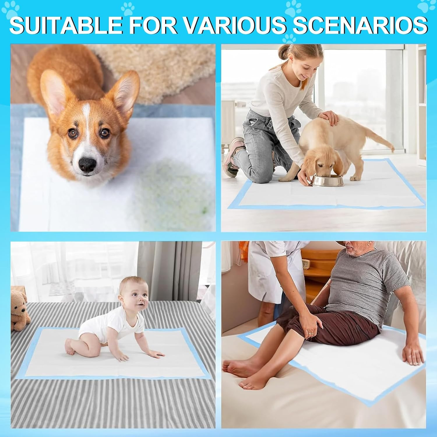 Pee Pads for Dogs 36″X48″ 40 Count, Puppy Pads Extra Large, Disposable Thicken P