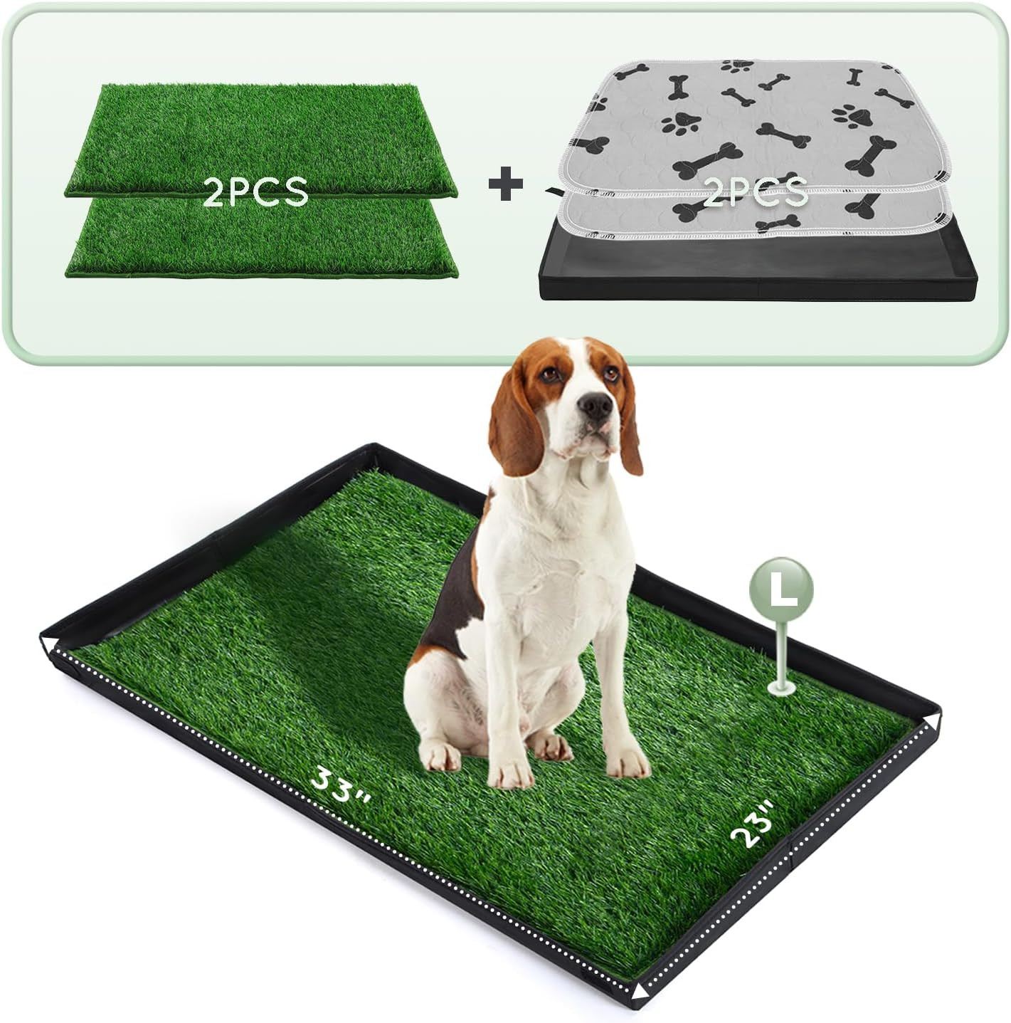 Dog Grass Pad with Foldable Dog Litter Box,Large Liner Base for Balcony，Ultra-Ab