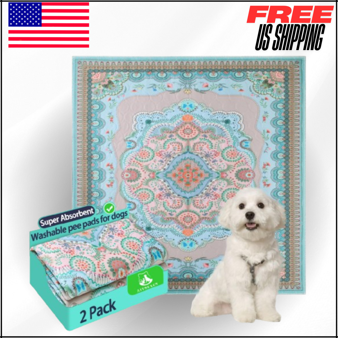 Reusable Pee Pads for Dogs Puppy Pet Training, Super Absorbent, Pee, 24×24″ 2 Pc