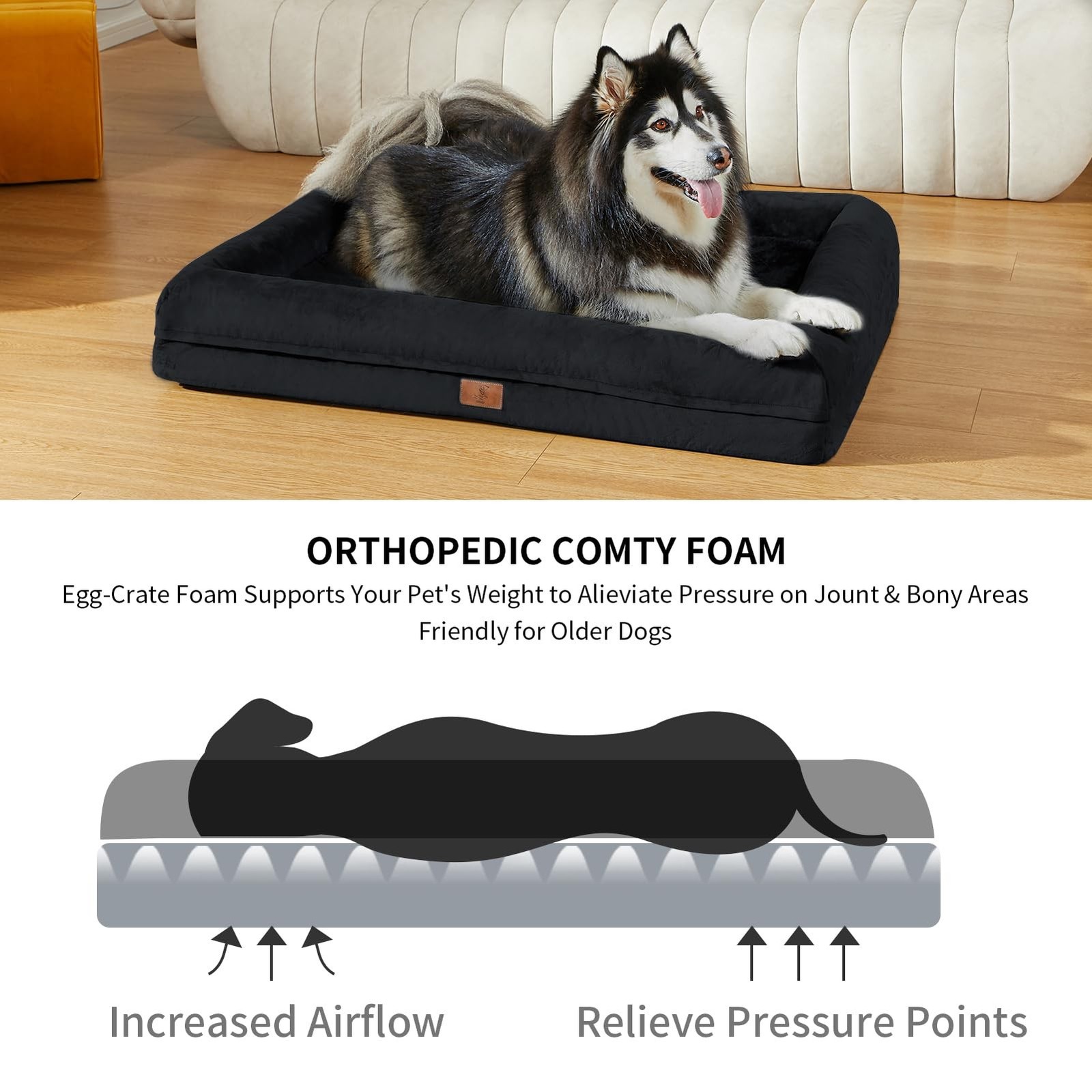 XLarge Waterproof Dog Bed for Extra Large Dogs, XL Dog Bed with Removable Was…
