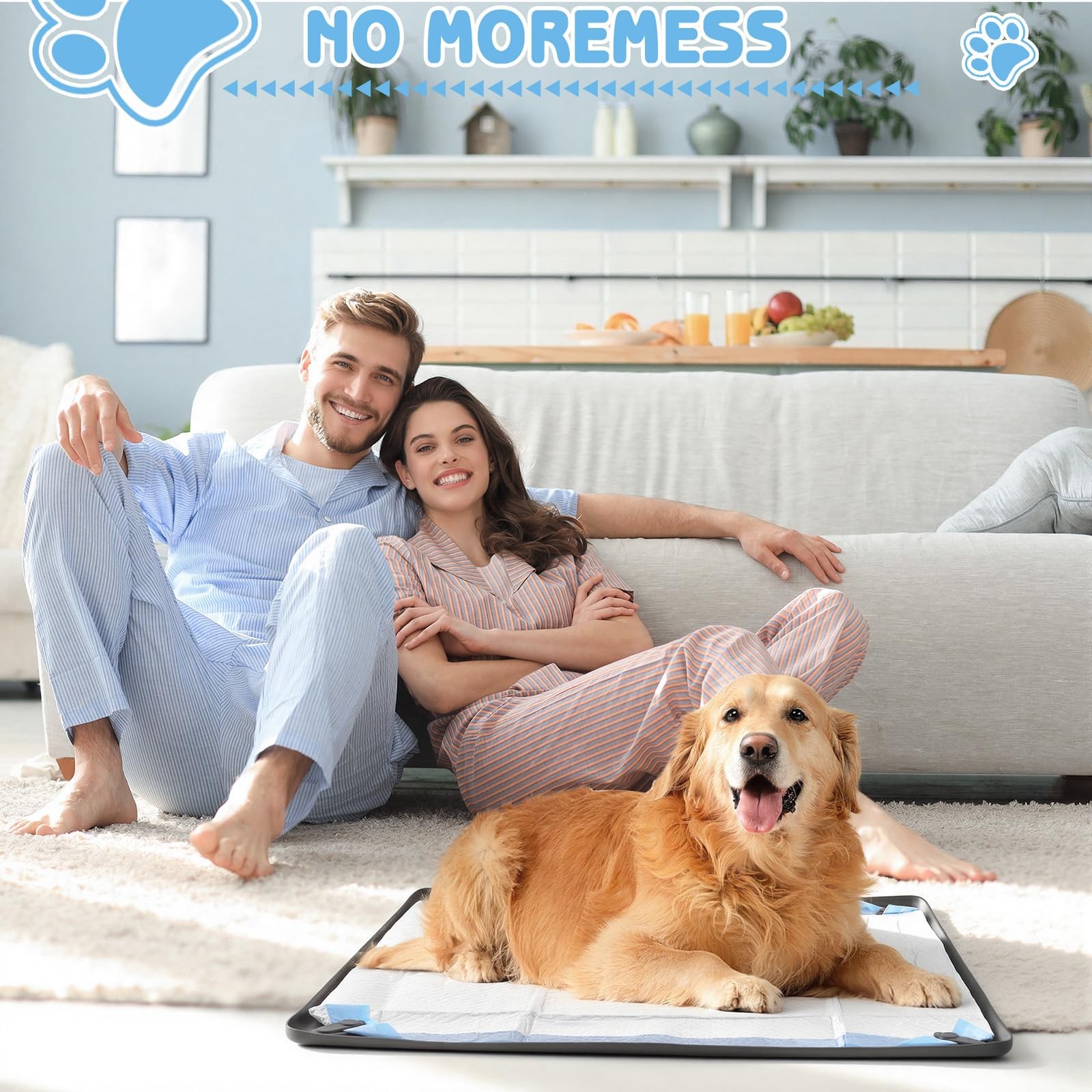 Pee Pad Holder for Dogs, 24″ x 24″ Non-Slip Silicone Dog Puppy Pad Holder, No…