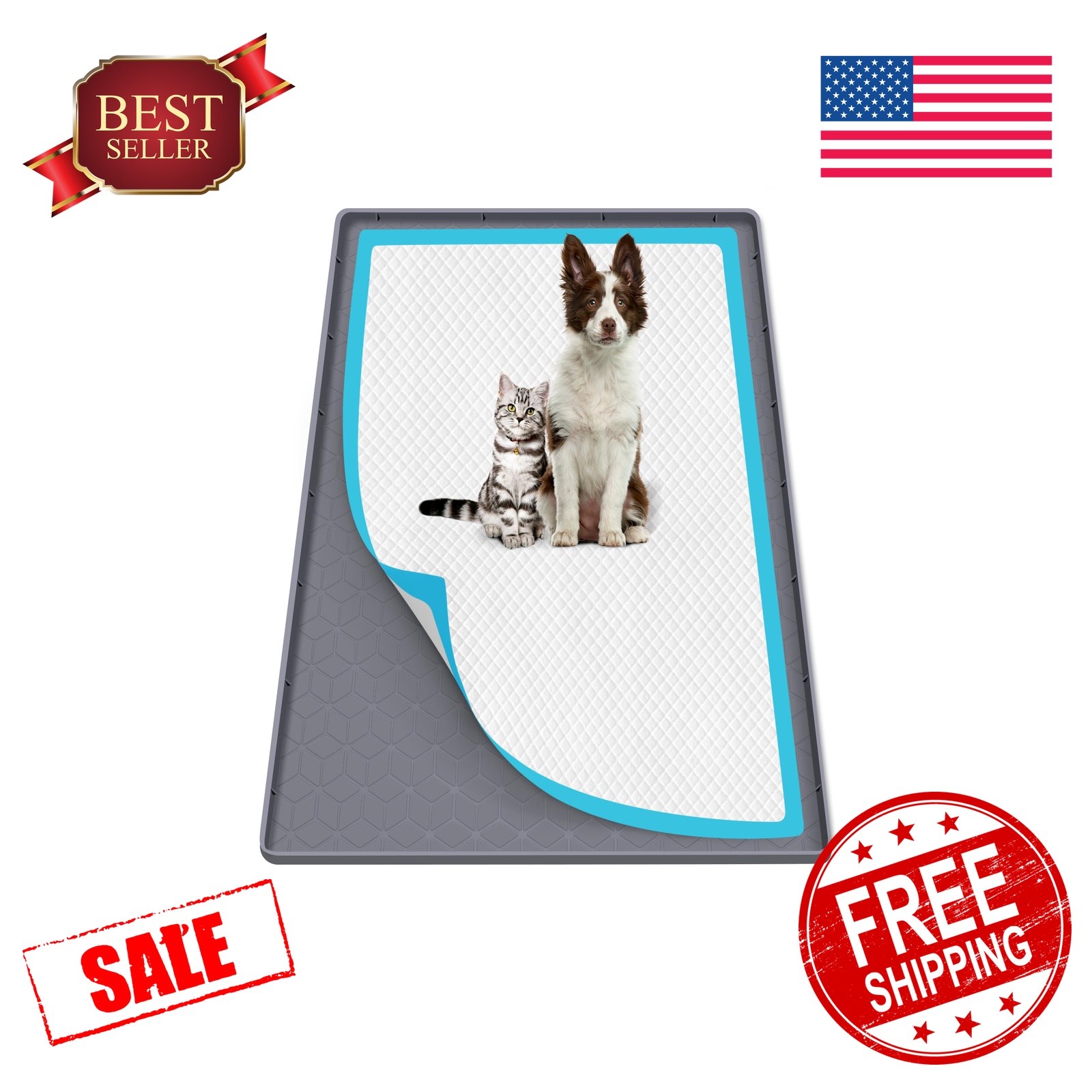 Pee Pad Holder for Dogs 34”x22” Silicone Puppy Pee Pad Tray, Dark Gray | Ex…
