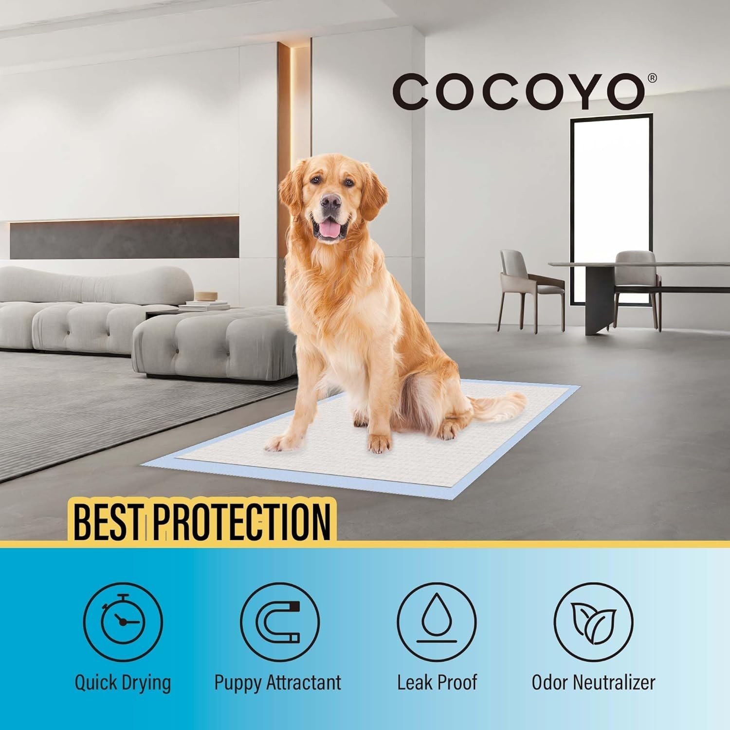 Multi-Purpose 50 Count 22″x22″ Super Absorbent Dog Pads for All Life Stages