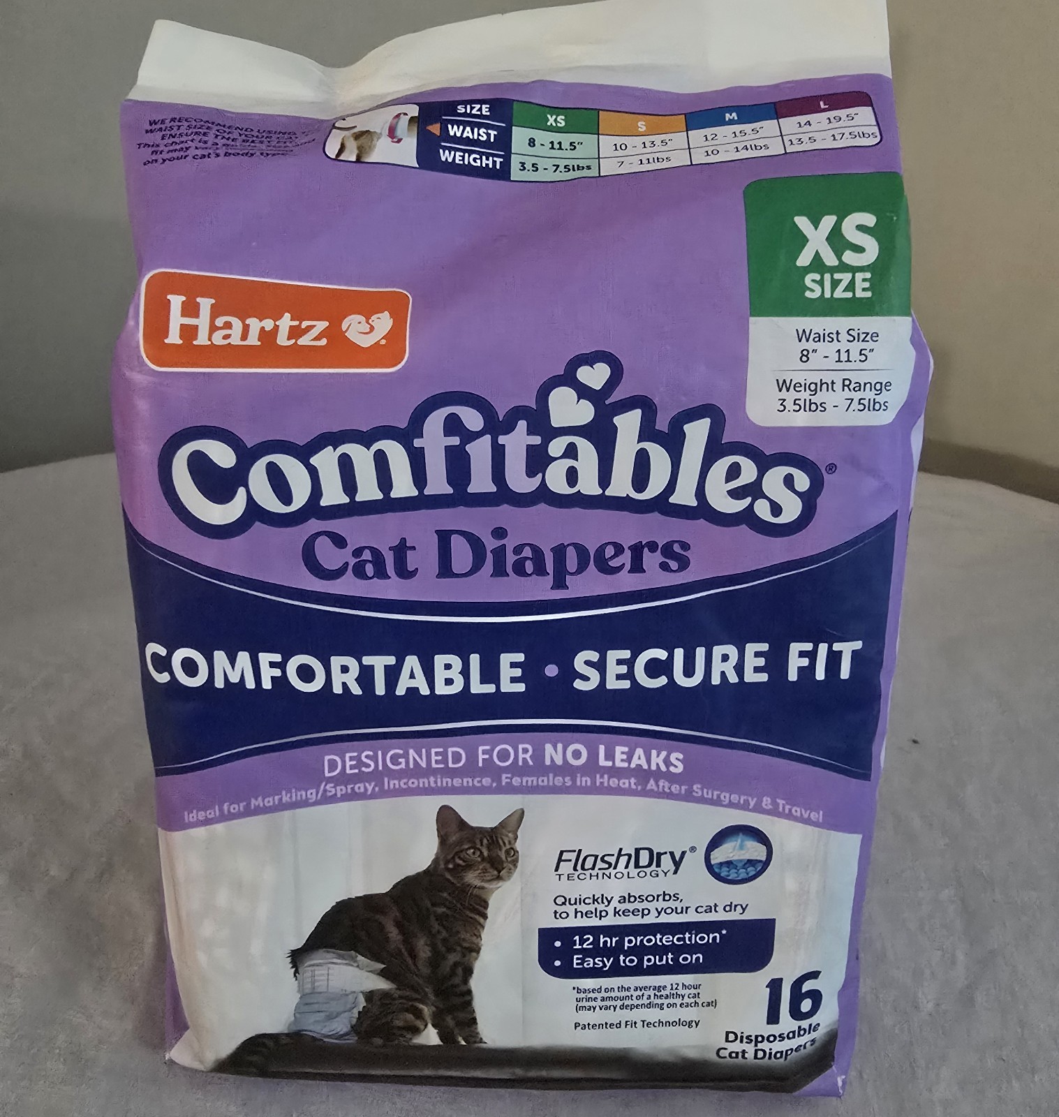 Hartz Comfitables Cat Diapers XS 16 ct Disposable Leak Protection